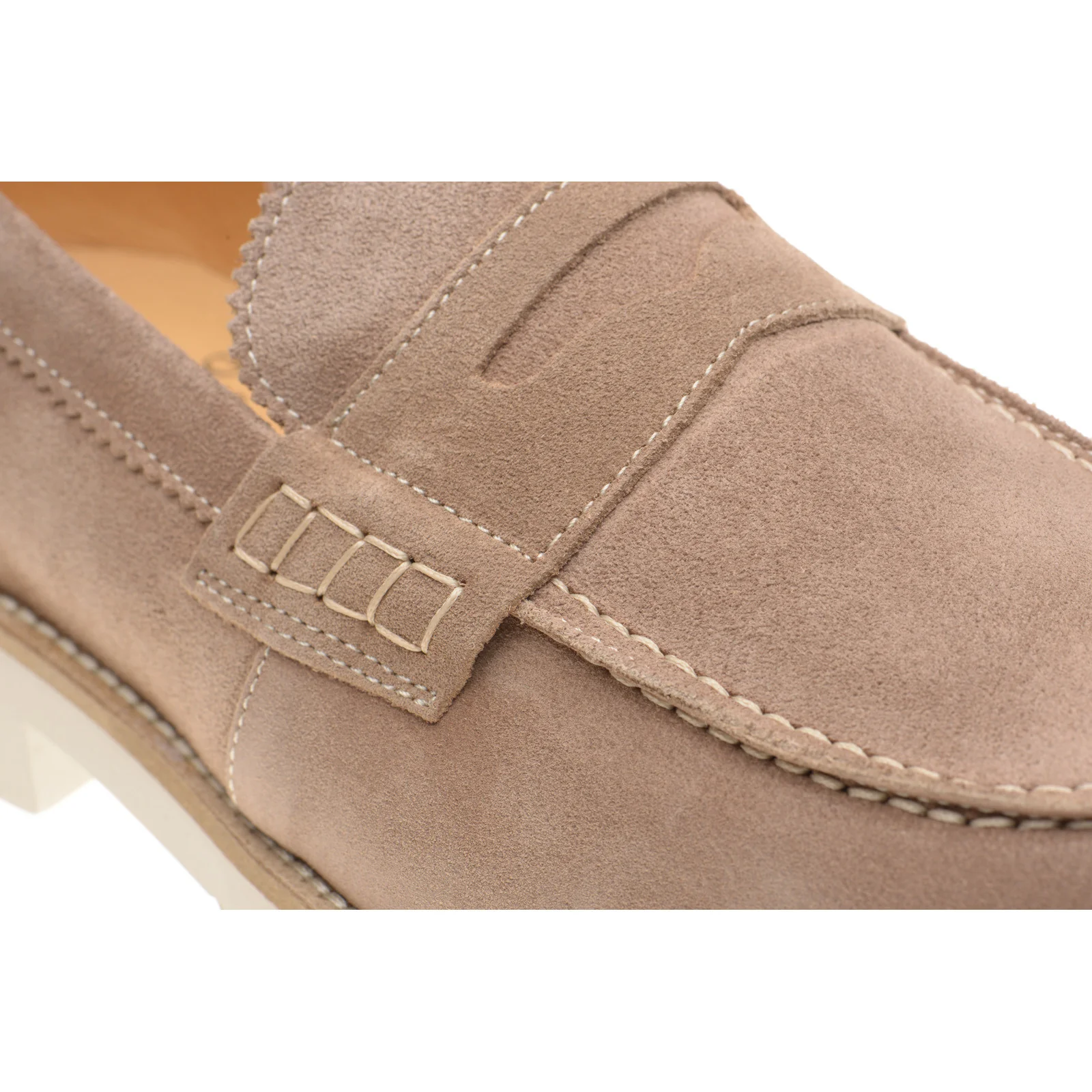 Herring Burrow mens rubber-soled loafers in taupe suede - Image 5
