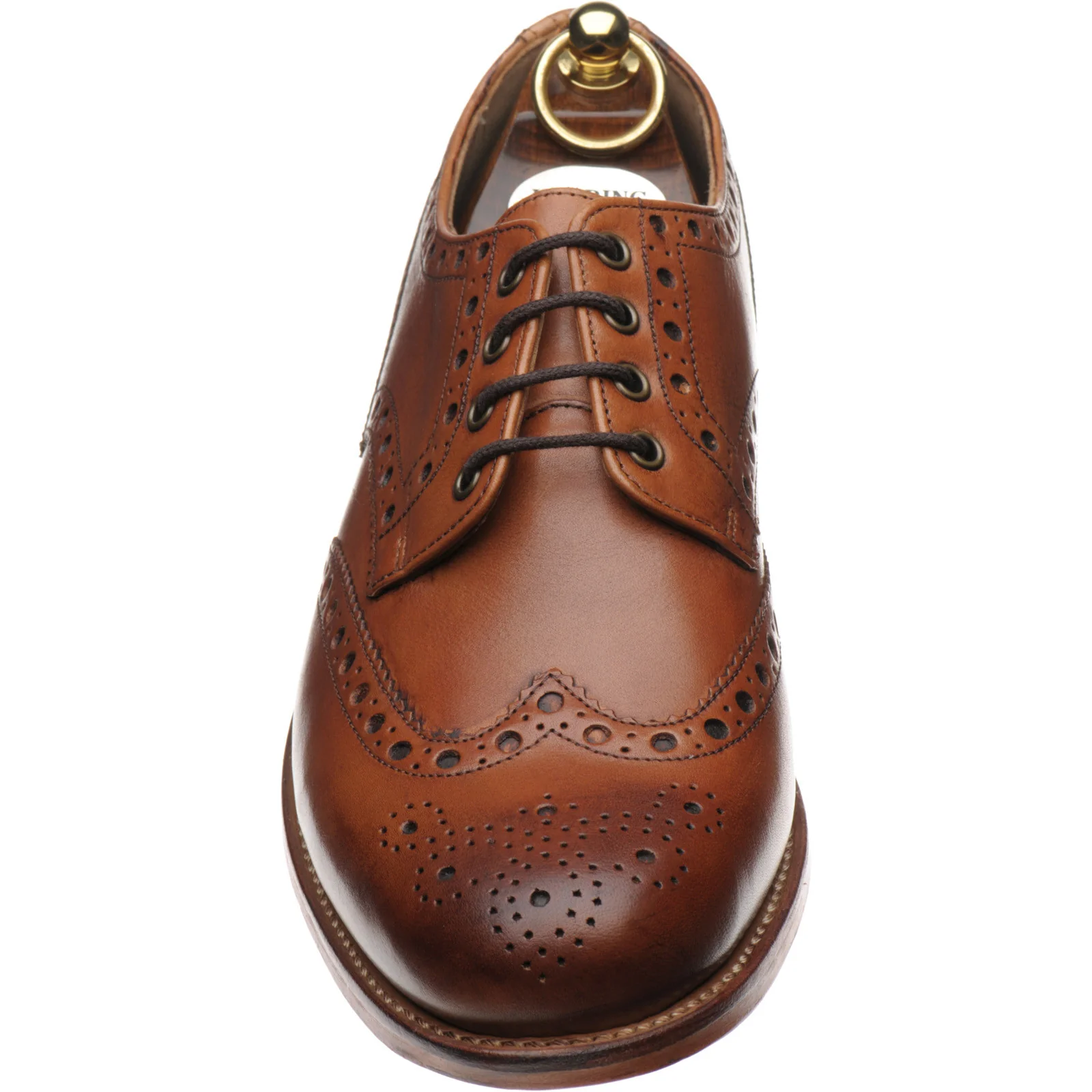 Herring Bushwick mens brogues in dark tan calf - Image 2