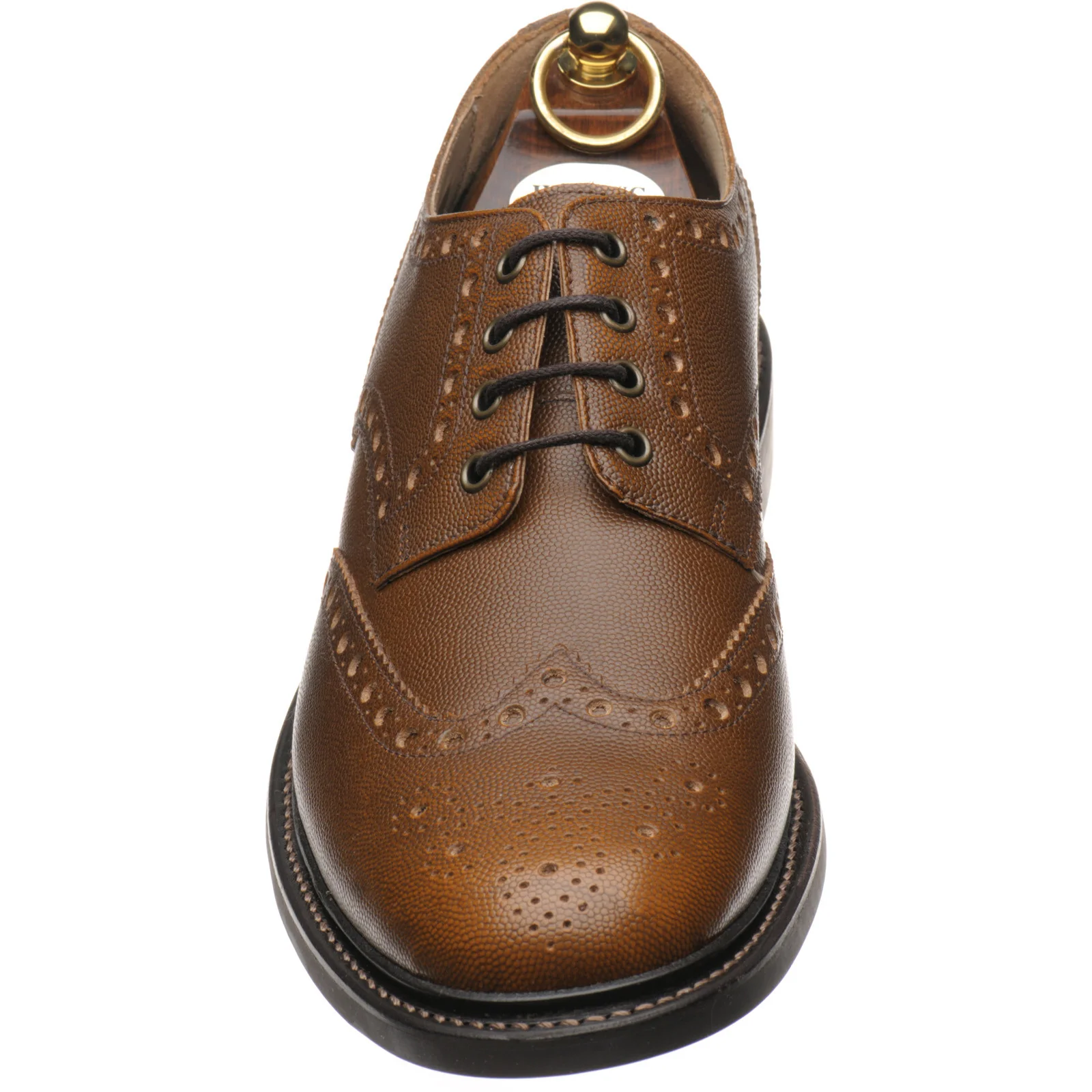 Herring Bushwick Rubber mens rubber-soled brogues in brown pin grain - Image 2