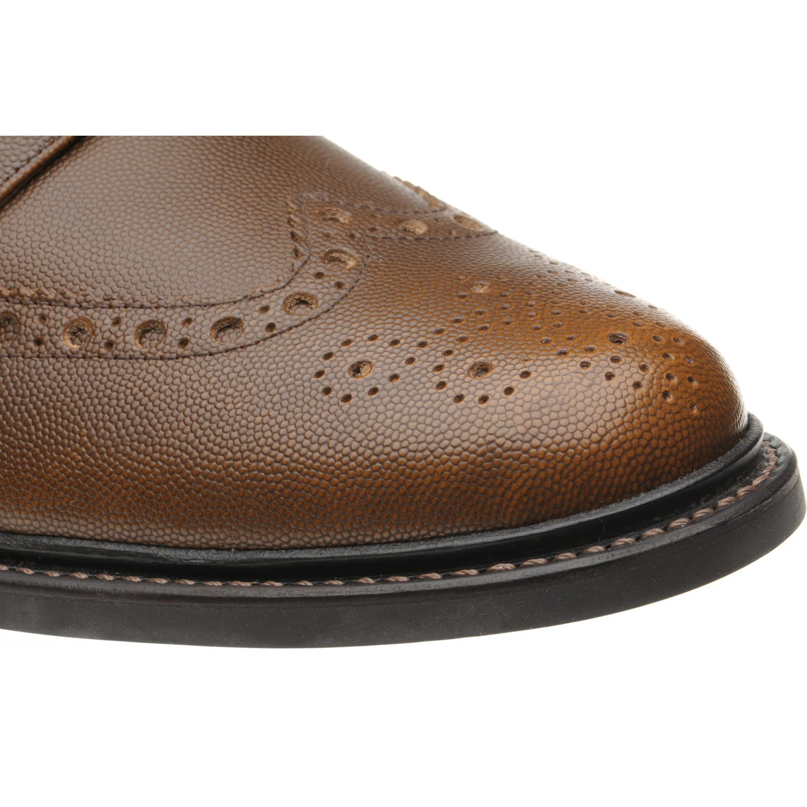 Herring Bushwick Rubber mens rubber-soled brogues in brown pin grain - Image 5