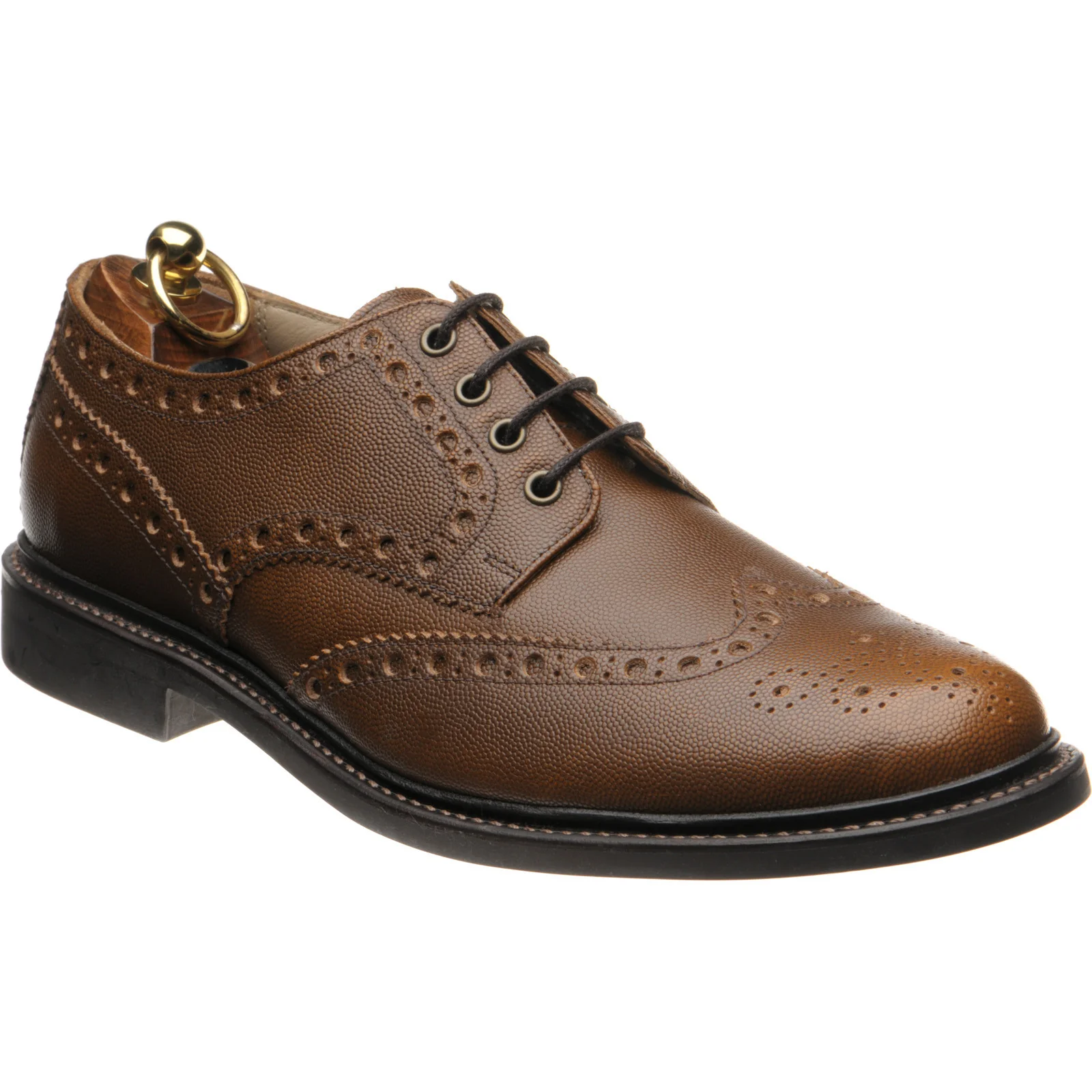Herring Bushwick Rubber mens rubber-soled brogues in brown pin grain (second)