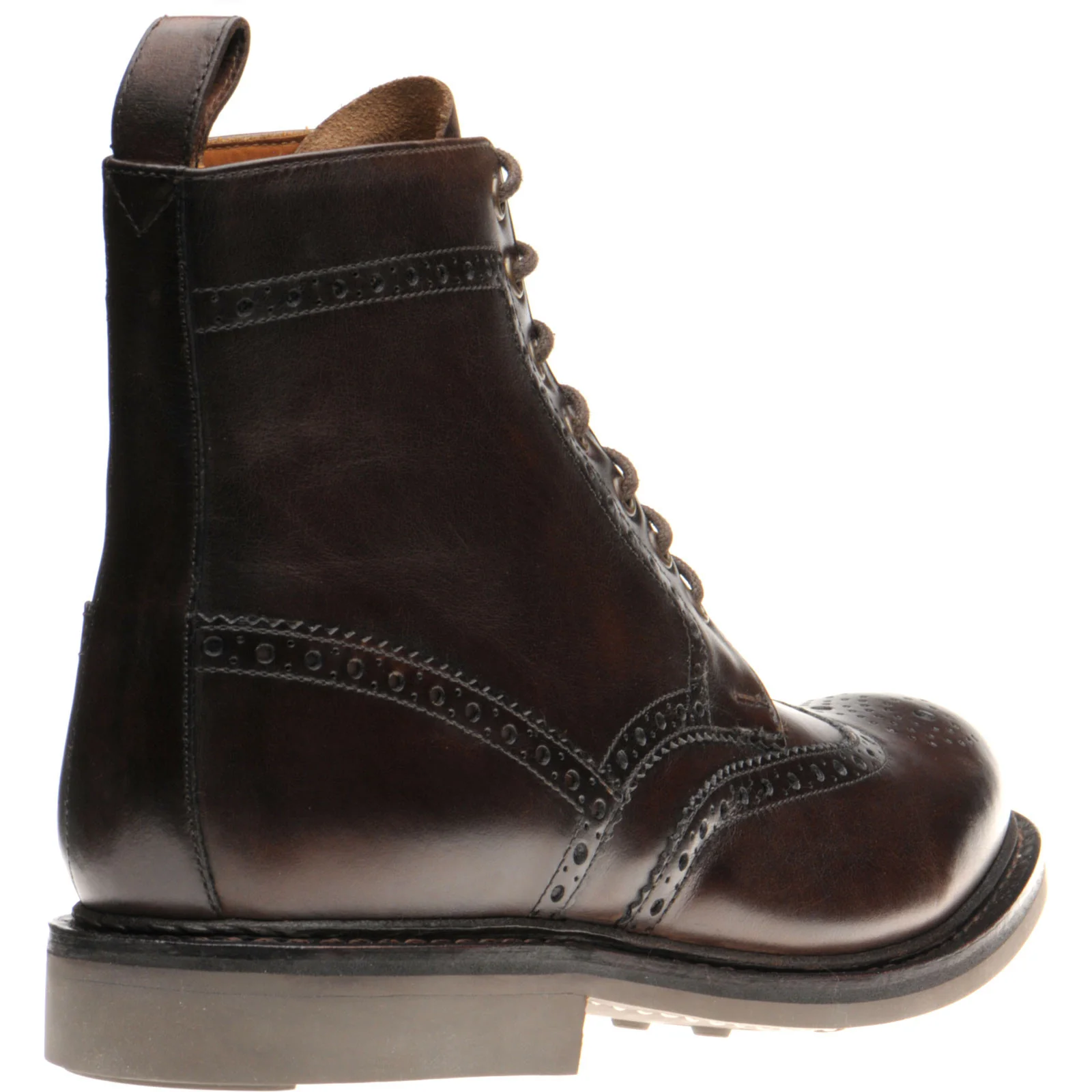 Herring Buxton (Rubber) mens rubber-soled brogue boots in brown calf - Image 4