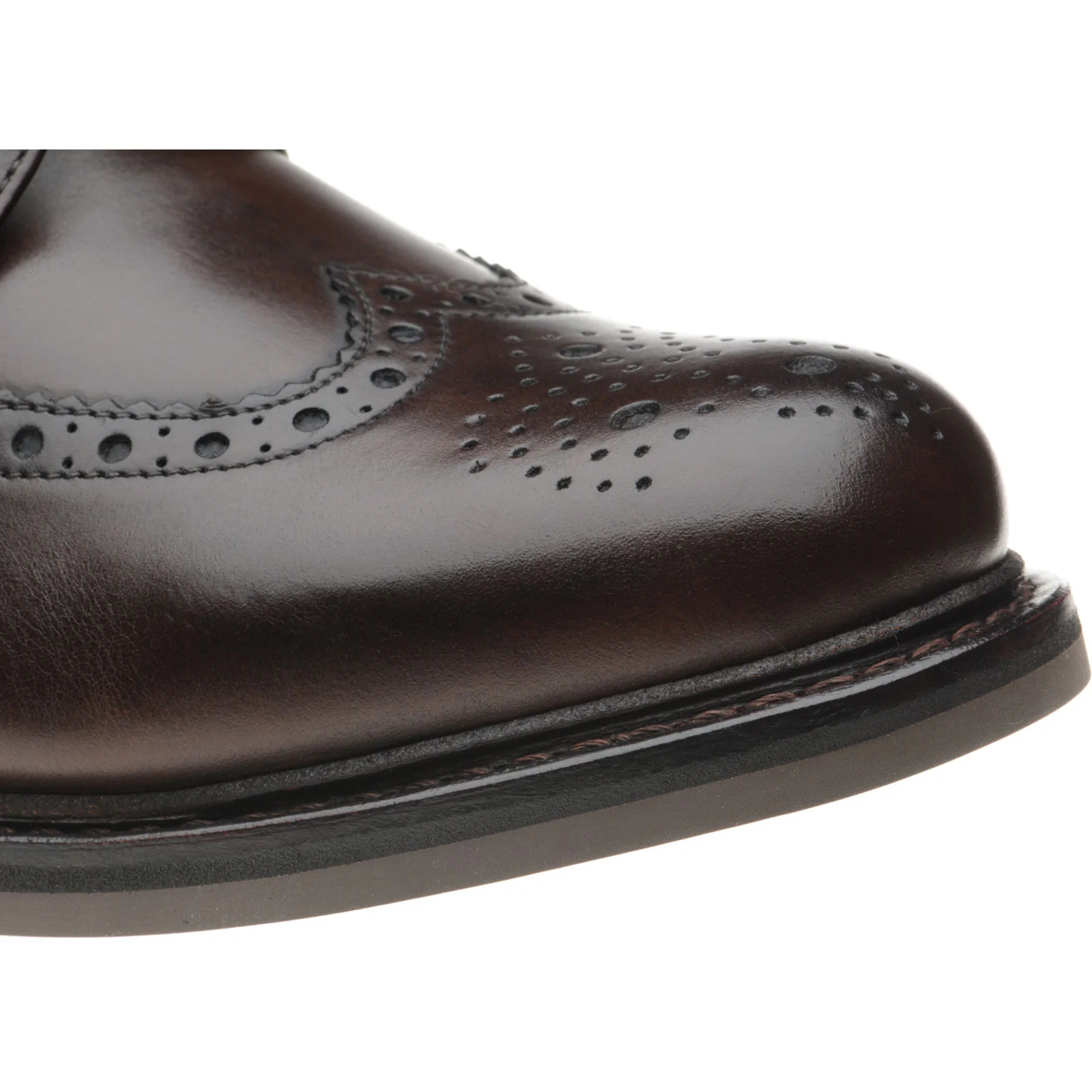 Herring Buxton (Rubber) mens rubber-soled brogue boots in brown calf - Image 5