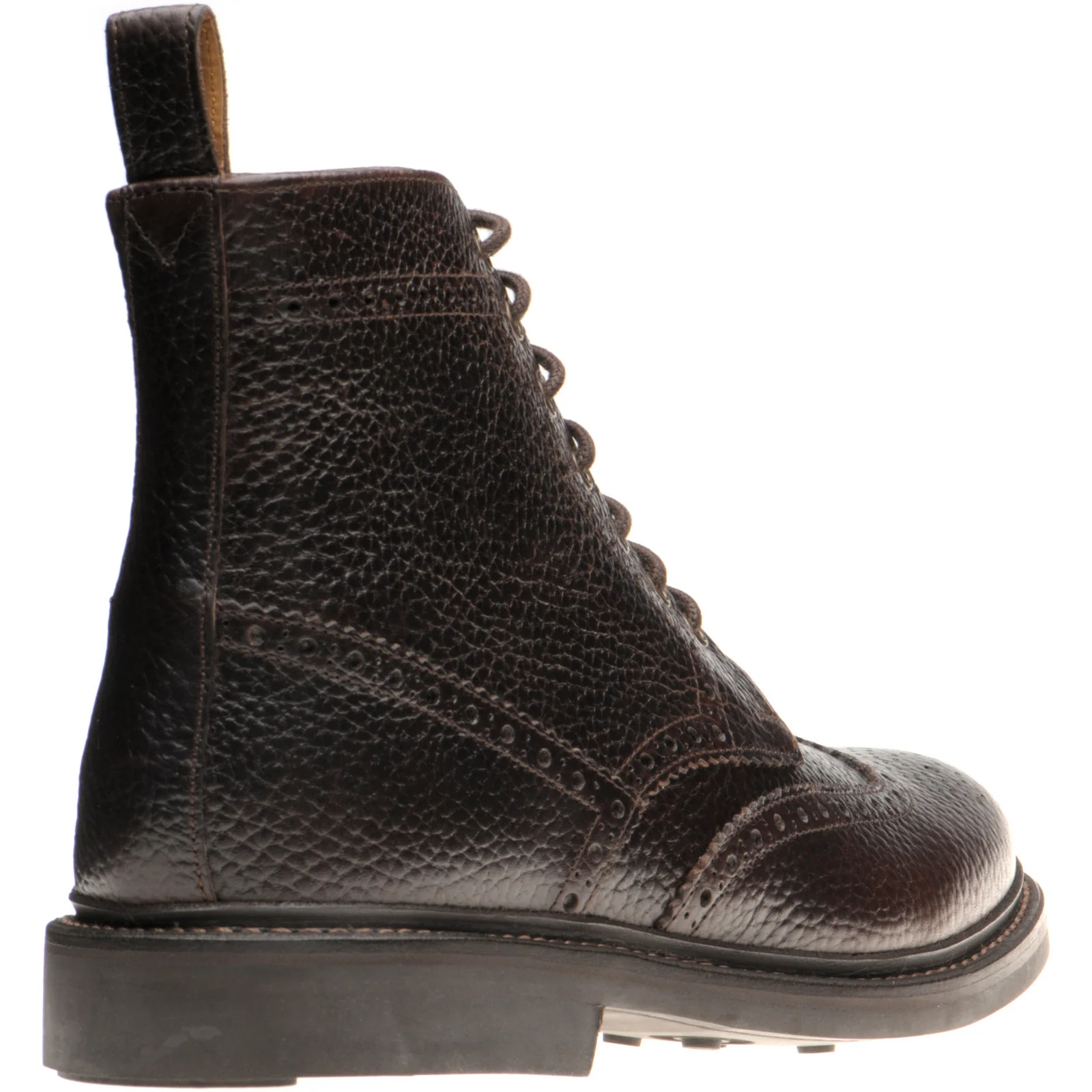 Herring Buxton (Rubber) mens rubber-soled brogue boots in brown heavy grain - Image 4