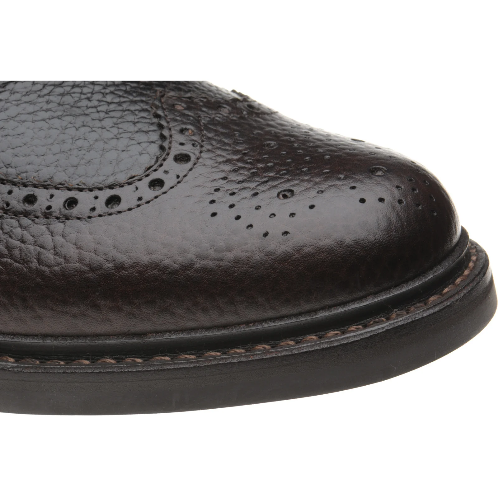 Herring Buxton (Rubber) mens rubber-soled brogue boots in brown heavy grain - Image 5