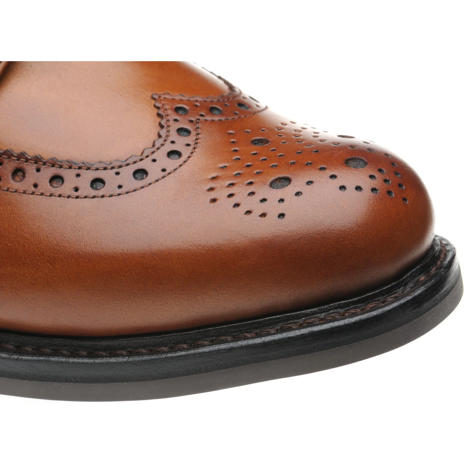 Herring Buxton (Rubber) mens rubber-soled brogue boots in tan calf (second) - Image 5
