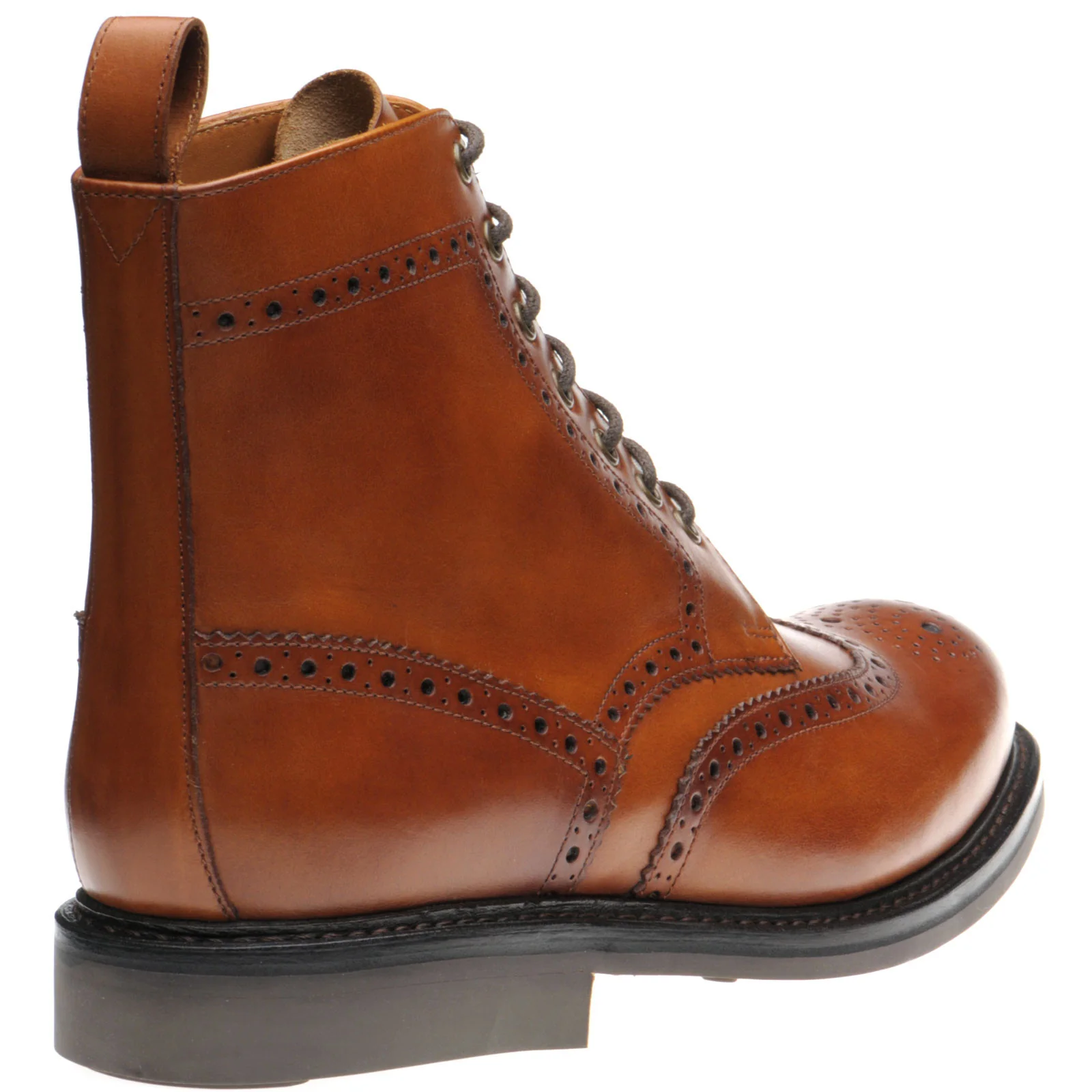Herring Buxton (Rubber) mens rubber-soled brogue boots in tan calf (second) - Image 4