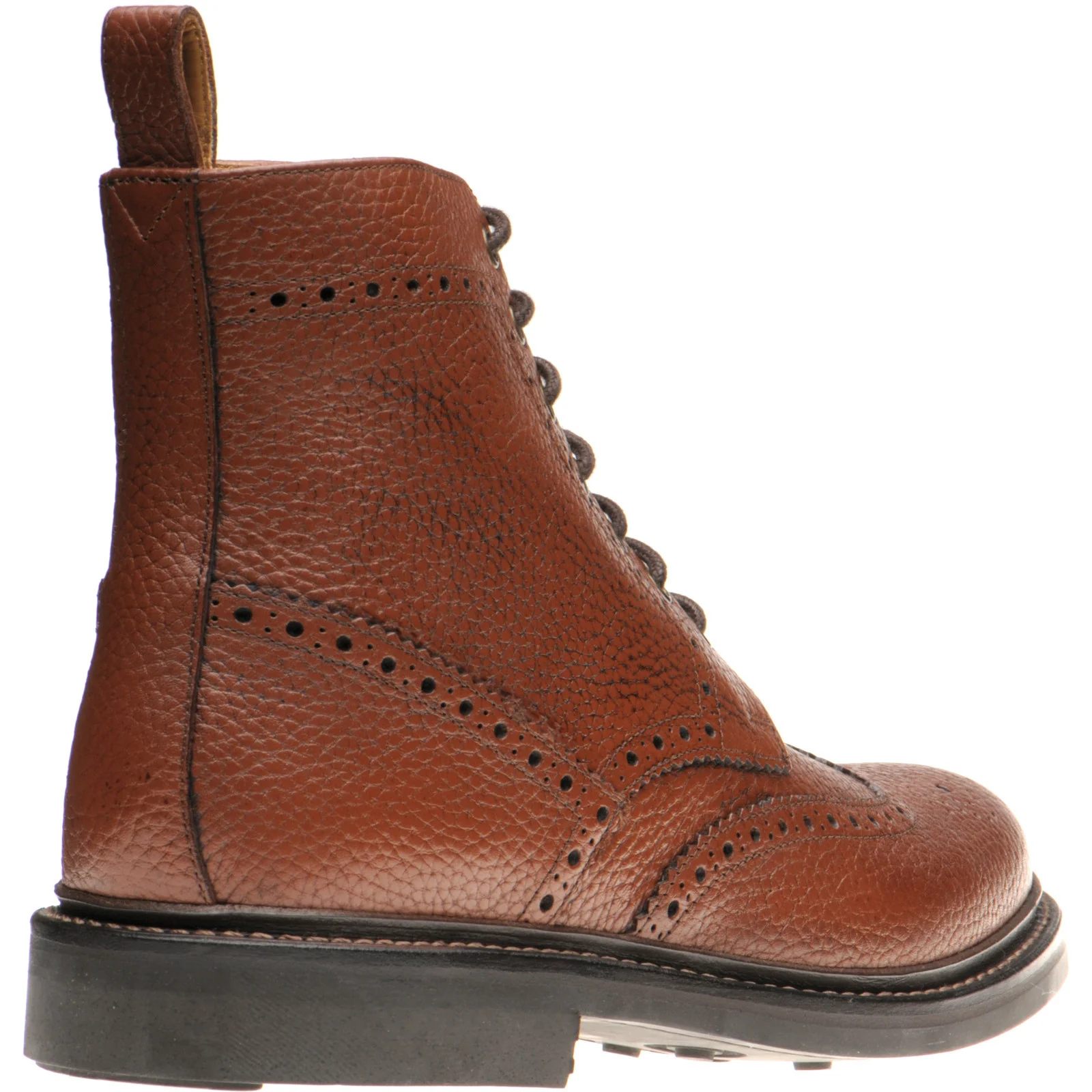 Herring Buxton (Rubber) mens rubber-soled brogue boots in tan heavy grain - Image 4