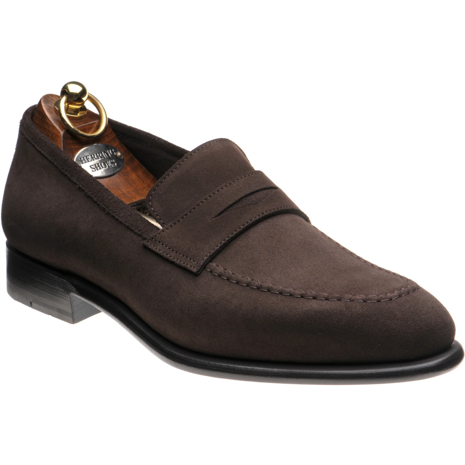Herring Cadogan mens loafers in dark brown suede