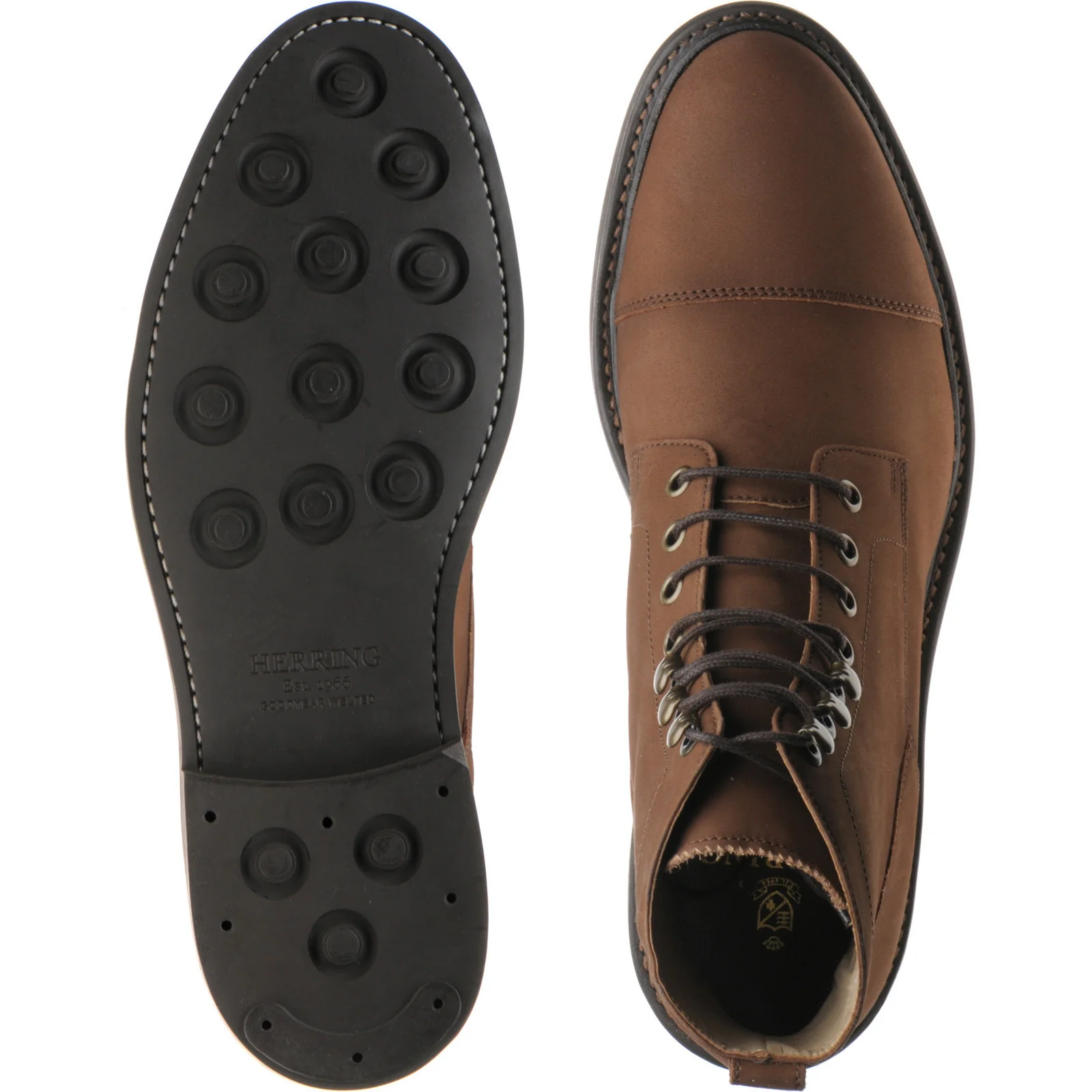 Herring Caldbeck Rubber mens rubber-soled boots in brown nubuck - Image 3
