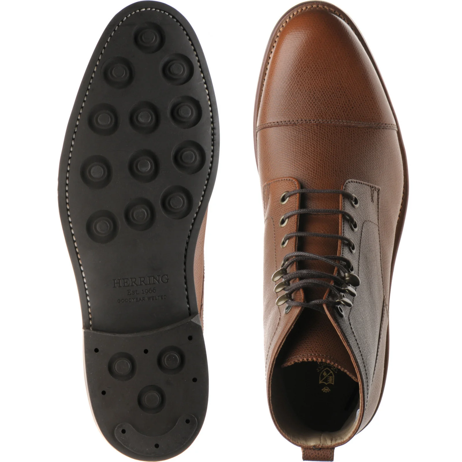 Herring Caldbeck Rubber mens rubber-soled boots in cognac grain calf - Image 3