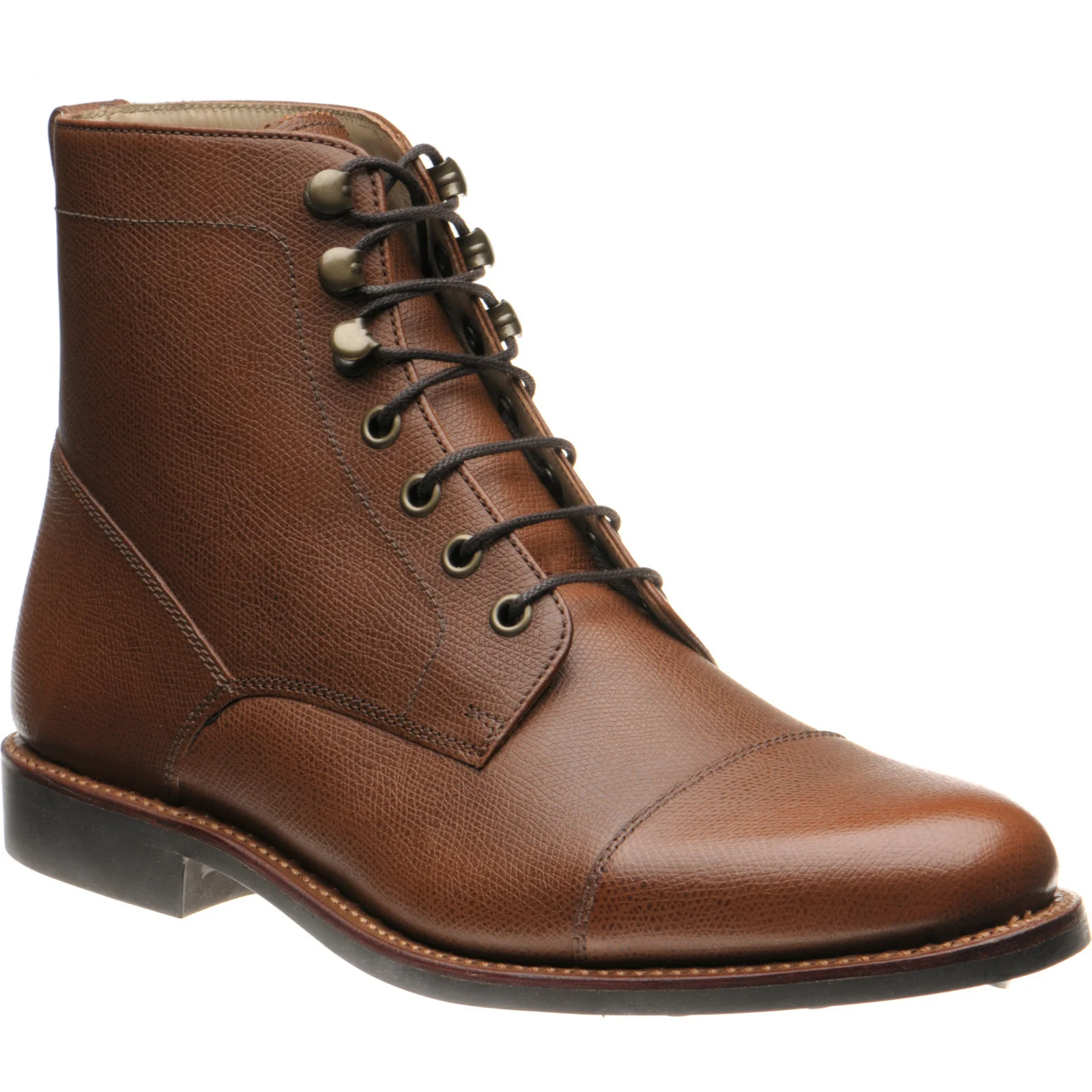 Herring Caldbeck Rubber mens rubber-soled boots in cognac grain calf (second)