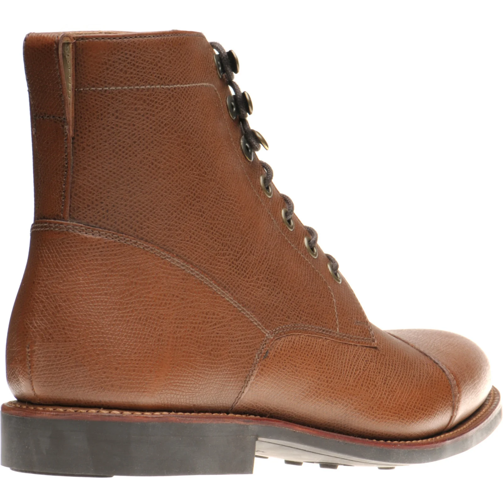 Herring Caldbeck Rubber mens rubber-soled boots in cognac grain calf (second) - Image 4