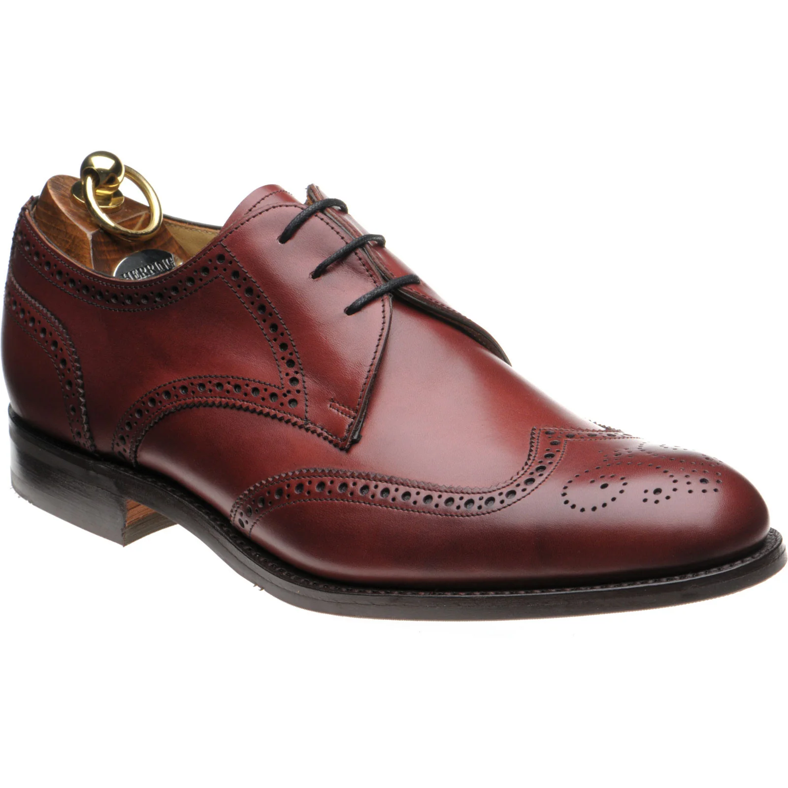 Herring Calne mens rubber-soled brogues in cherry calf