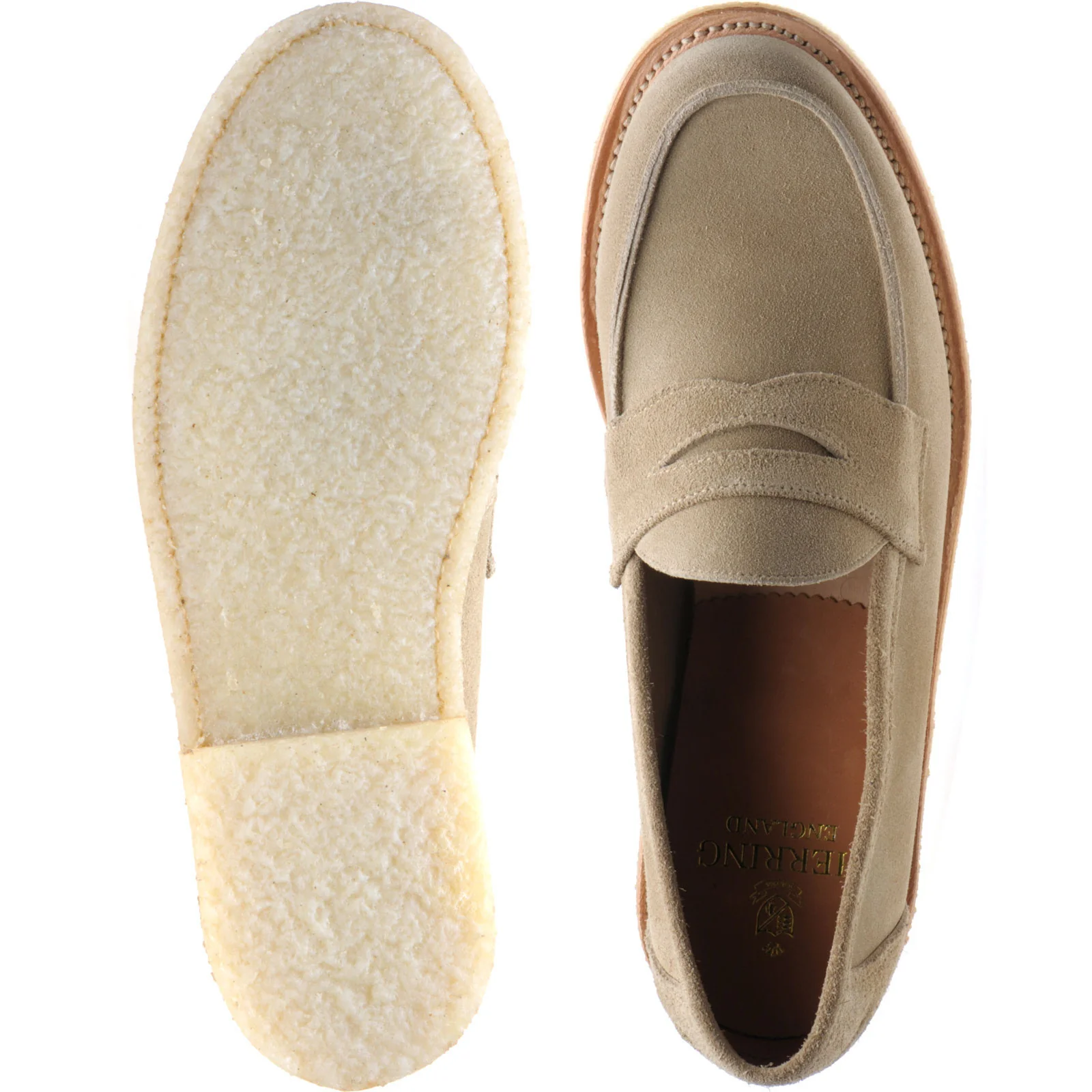 Herring Cannes mens rubber-soled loafers in sand suede - Image 3