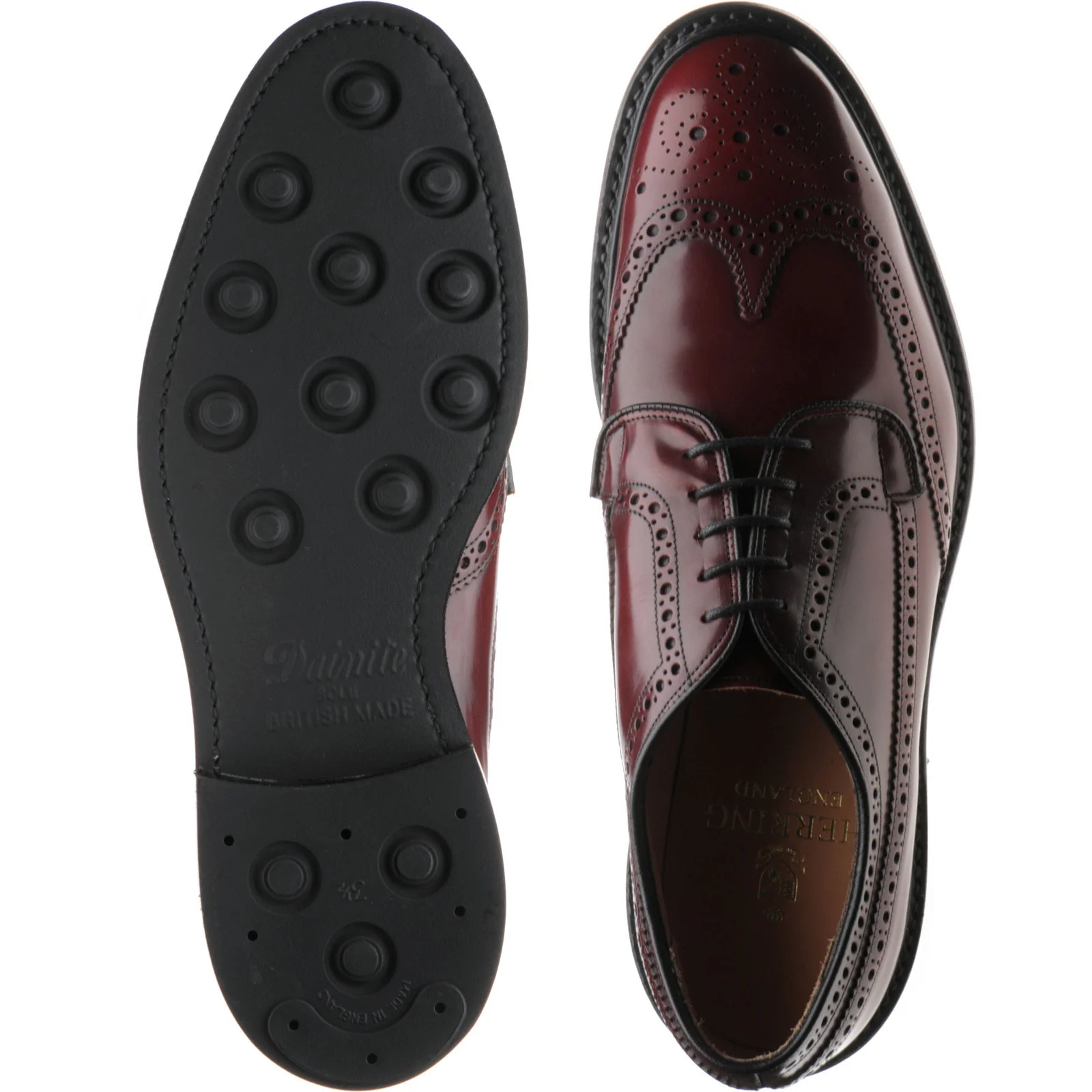 Herring Canning II (Rubber) mens rubber-soled brogues in burgundy polished - Image 3