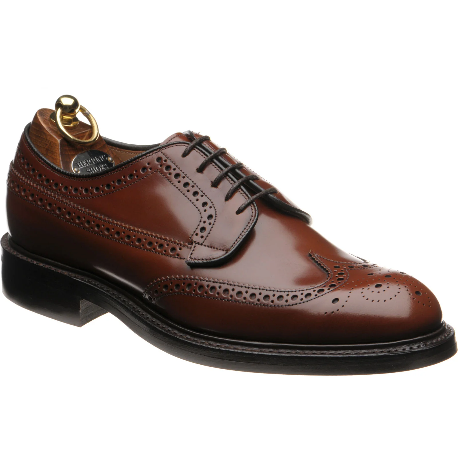 Herring Canning II (Rubber) mens rubber-soled brogues in santalum brown polished