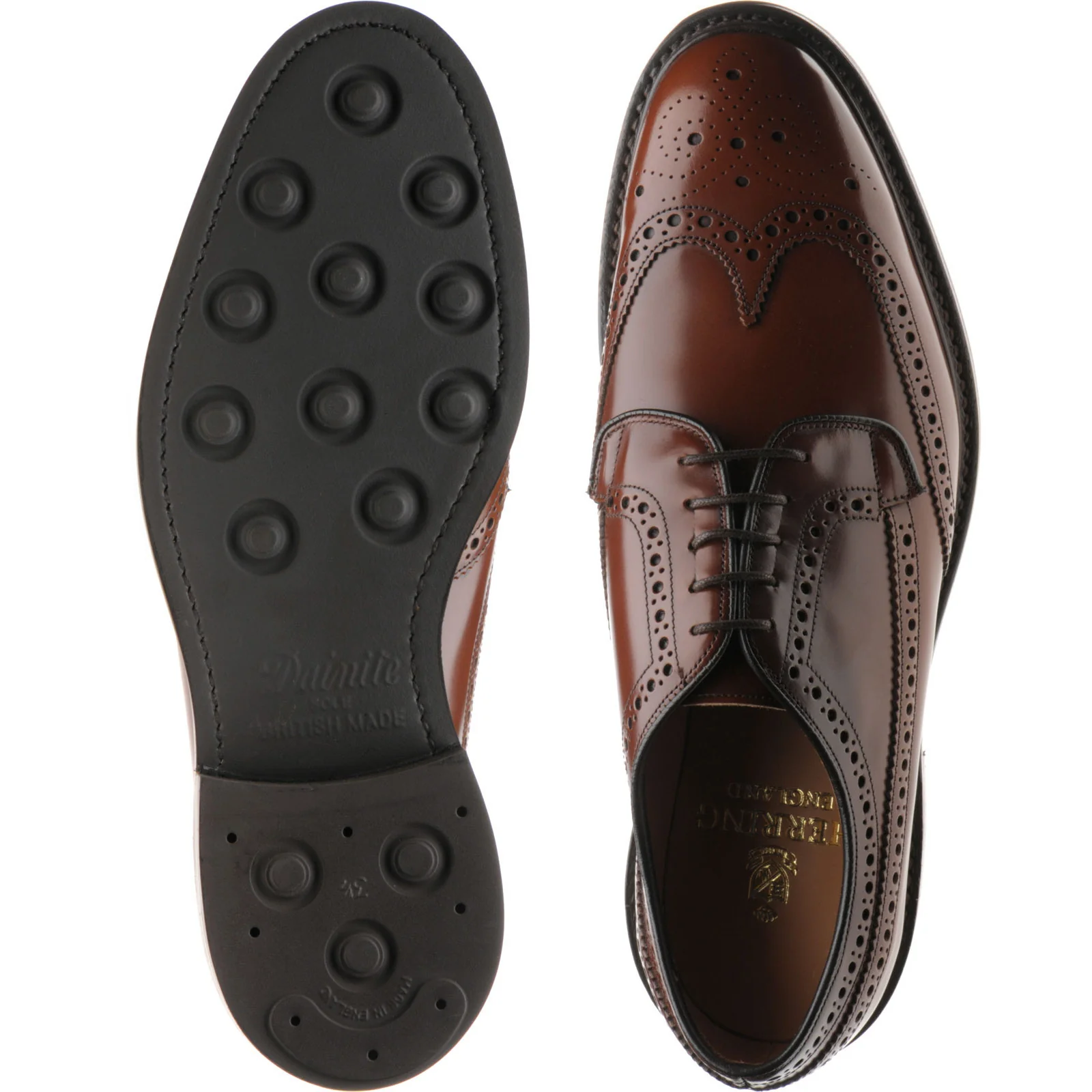 Herring Canning II (Rubber) mens rubber-soled brogues in santalum brown polished - Image 3