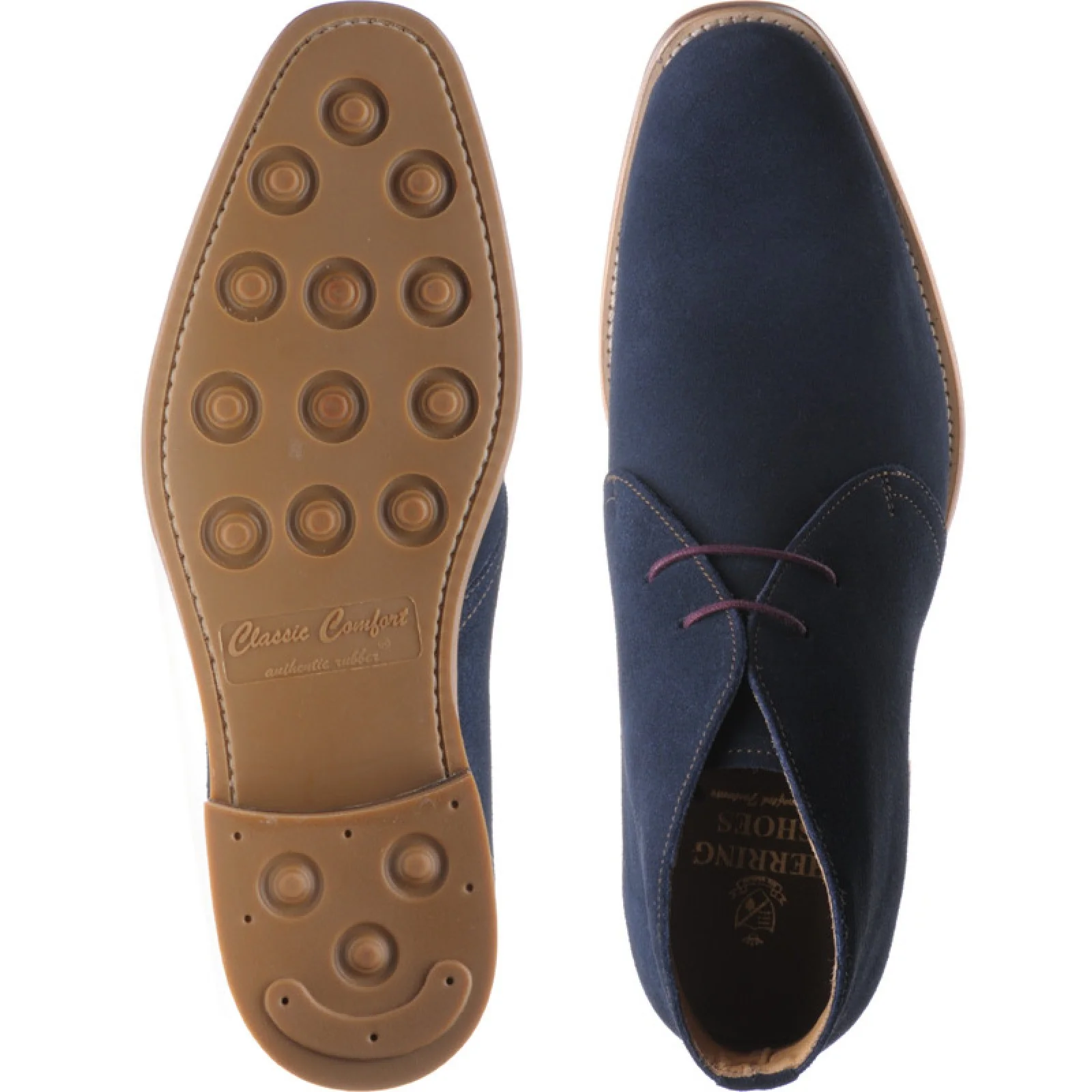 Herring Canterbury mens rubber-soled Chukka boots in navy suede - Image 3