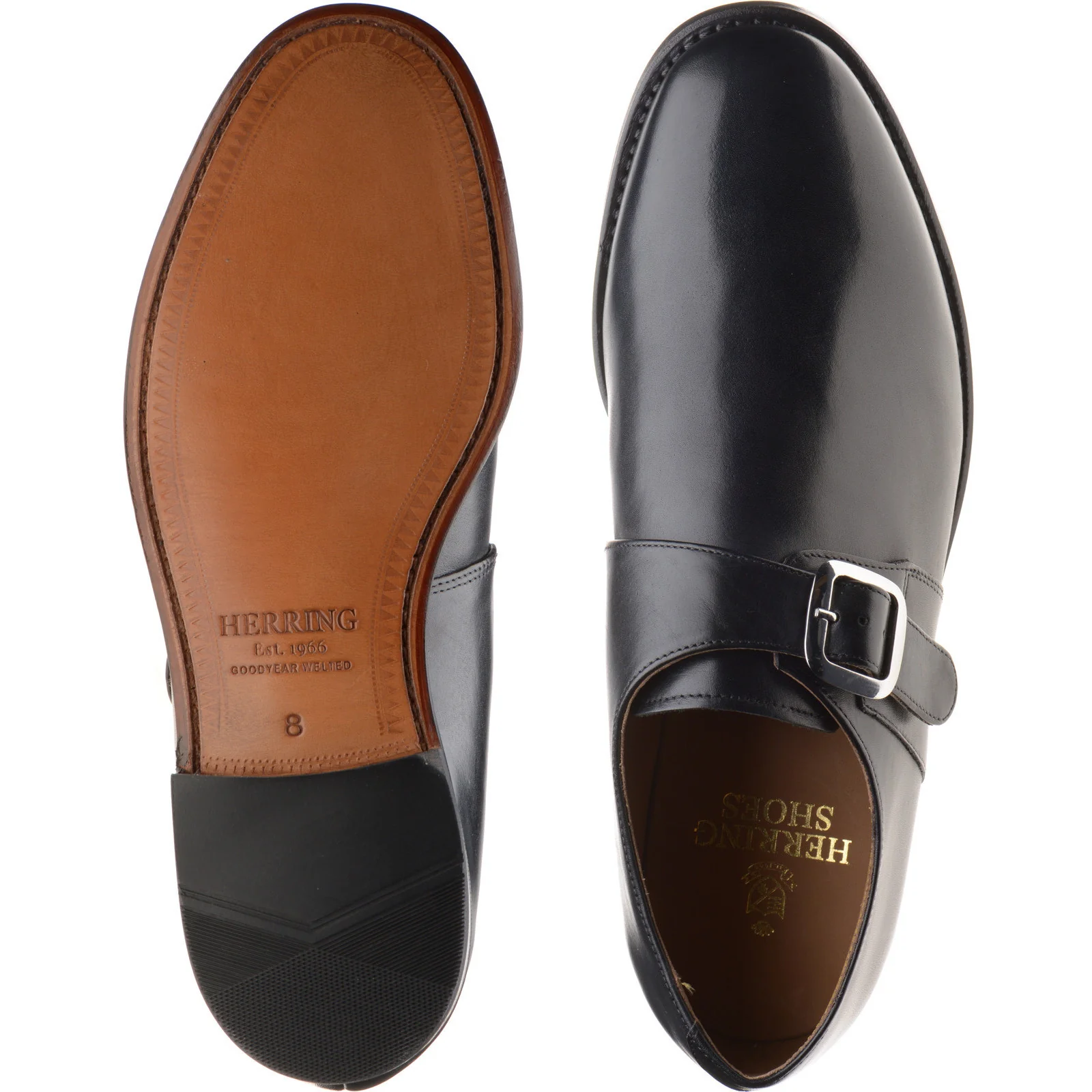 Herring Cardiff II mens monk shoes in black calf - Image 3