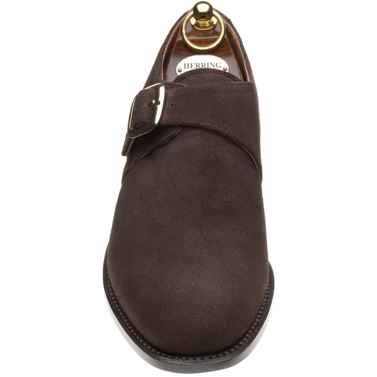Herring Cardiff II mens monk shoes in brown suede - Image 2