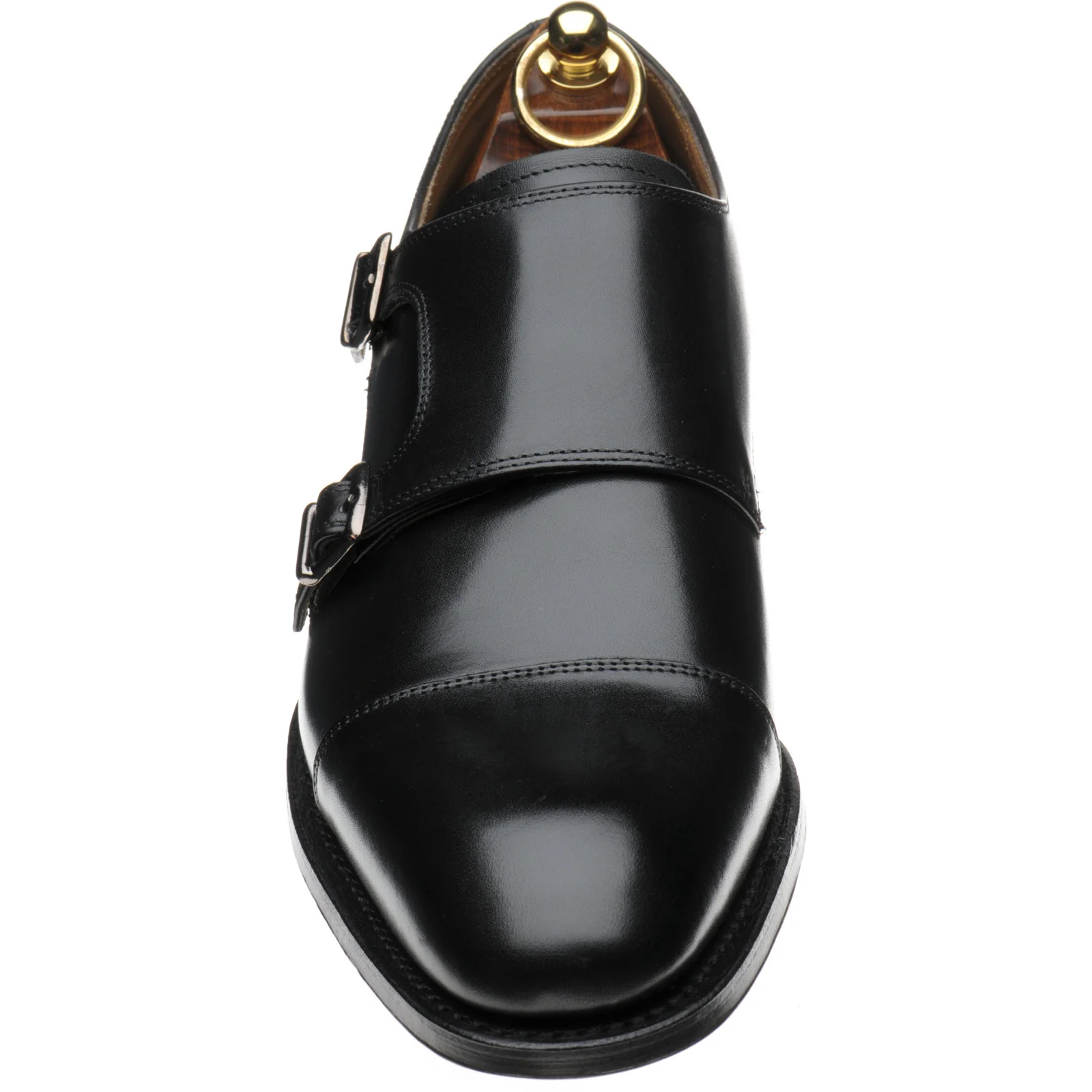 Herring Carlisle mens monk shoes in black calf (second) - Image 2