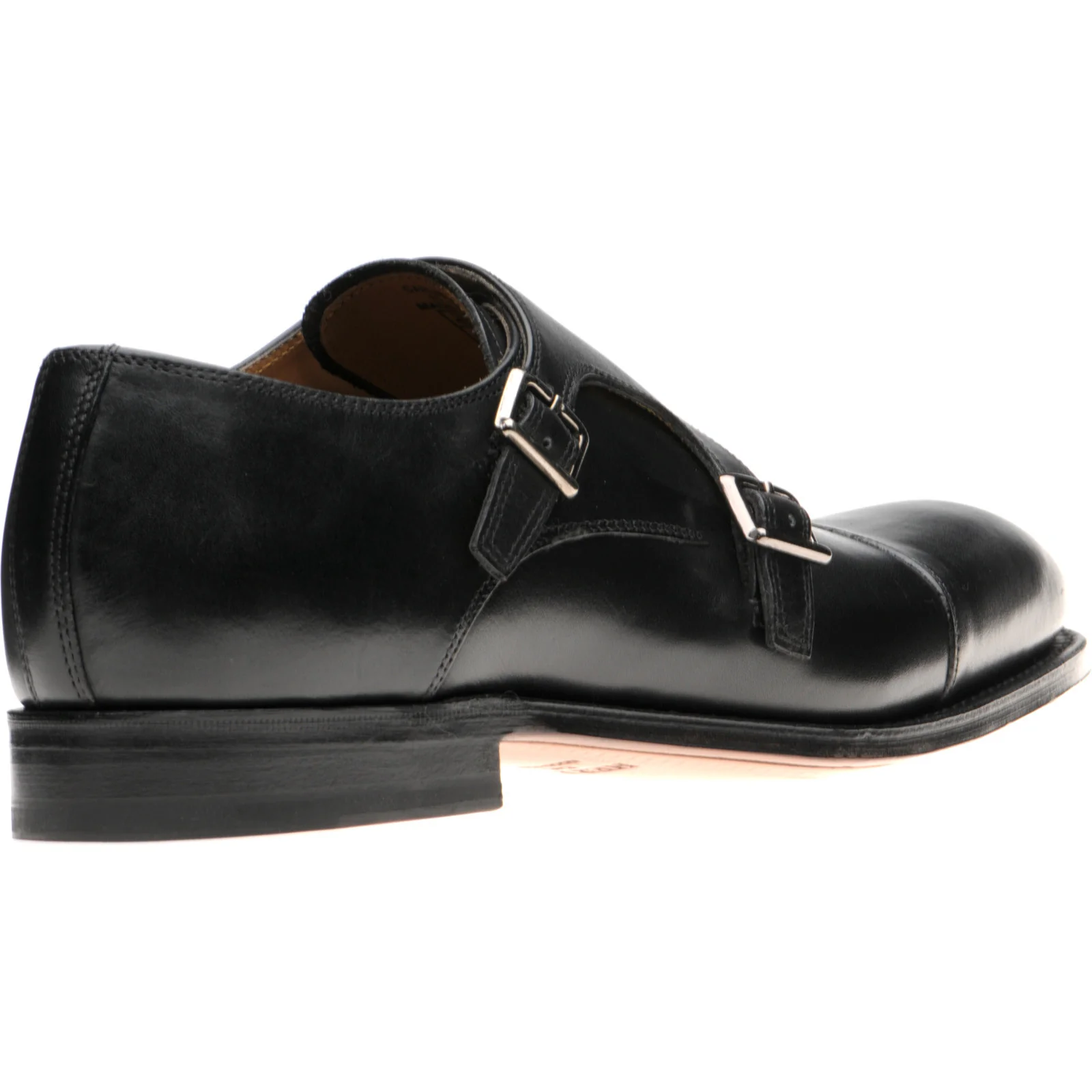 Herring Carlisle mens monk shoes in black calf (second) - Image 4