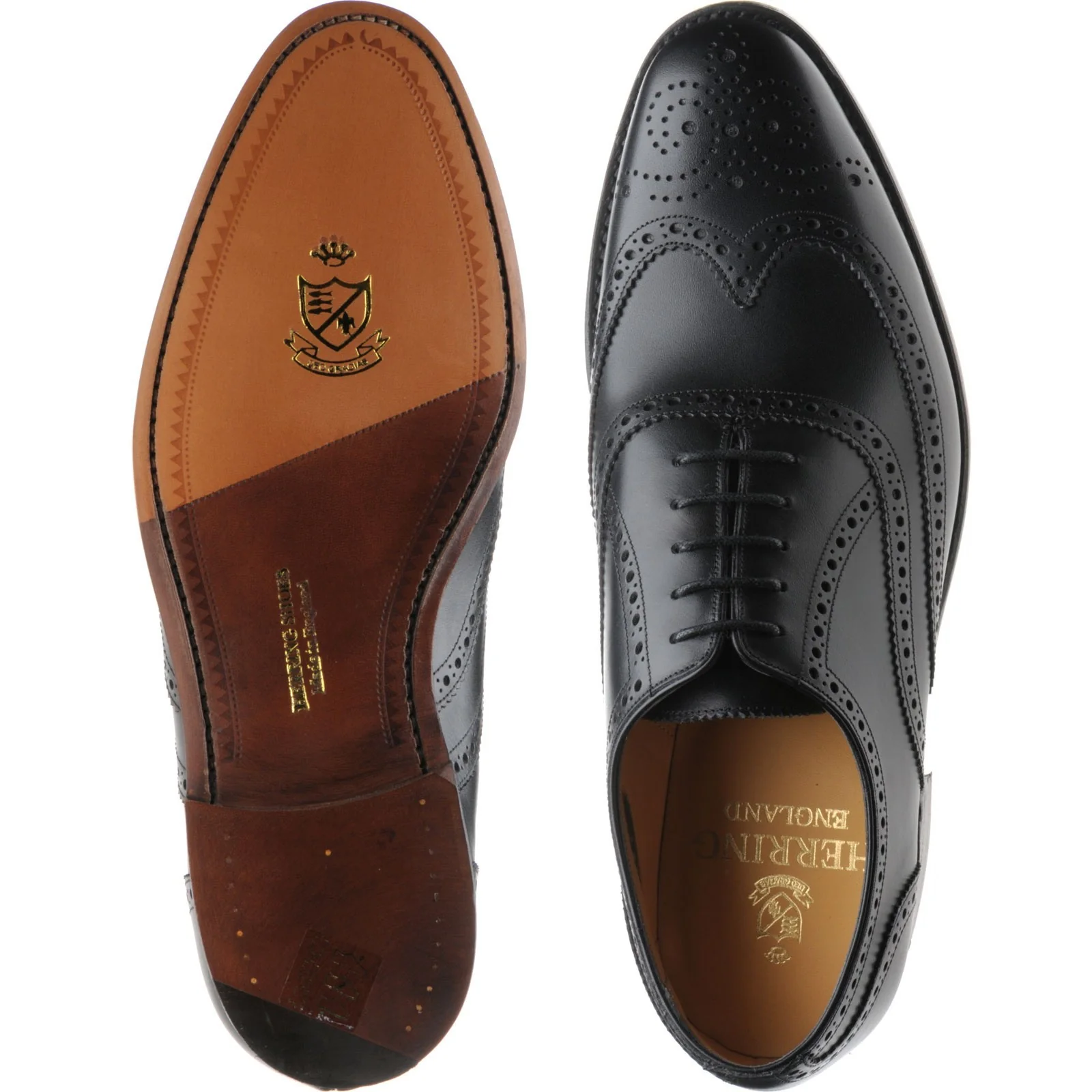 Herring Carnaby mens brogues in black calf - Image 3