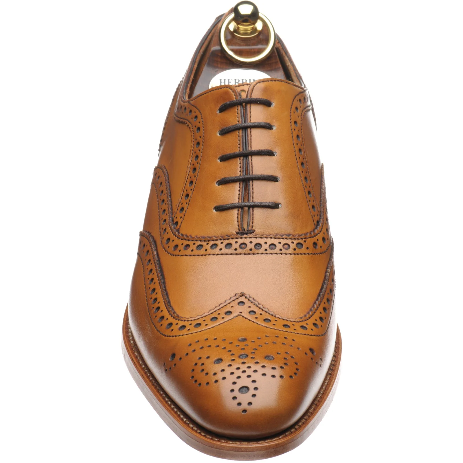 Herring Carnaby mens brogues in chestnut calf (second) - Image 2