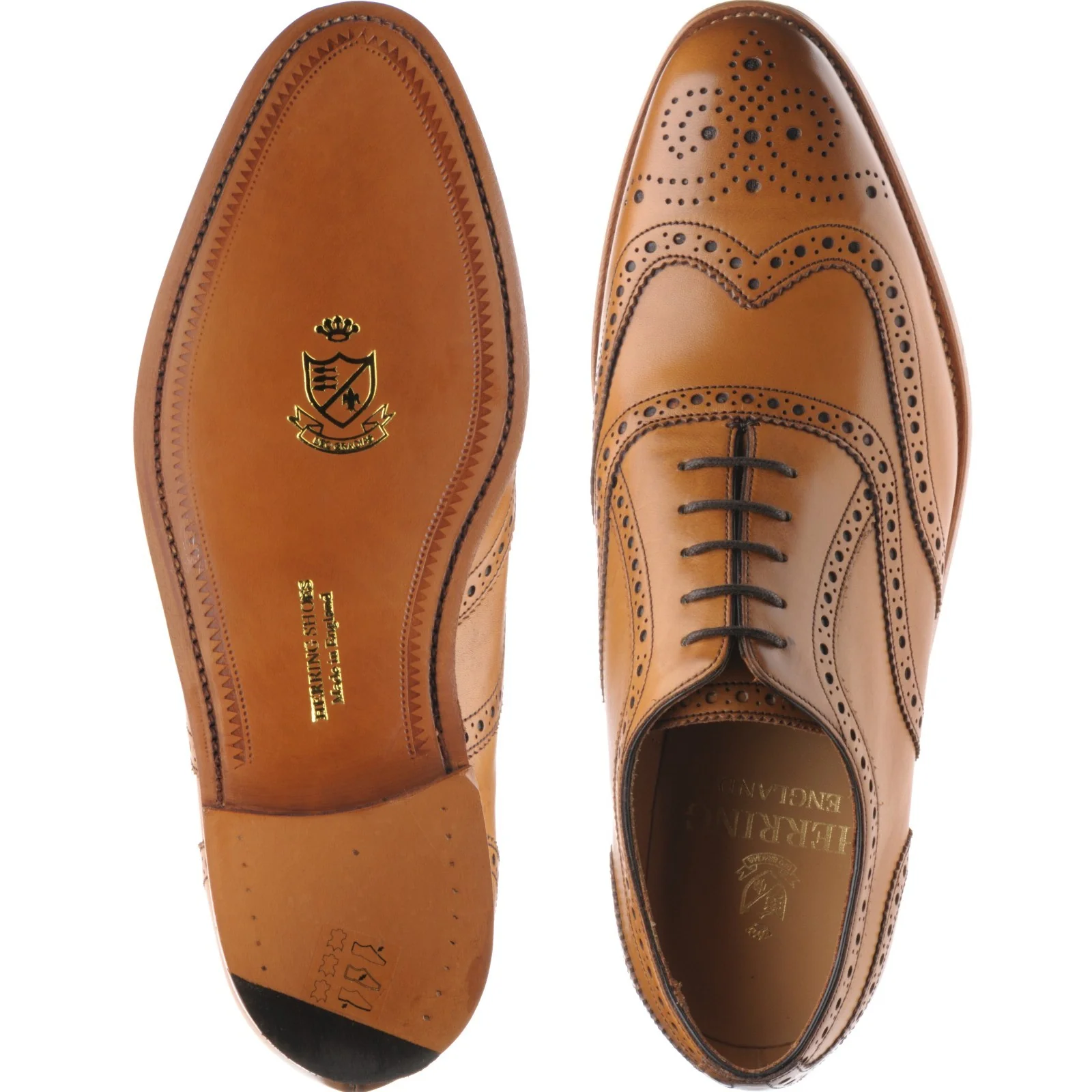 Herring Carnaby mens brogues in chestnut calf (second) - Image 3