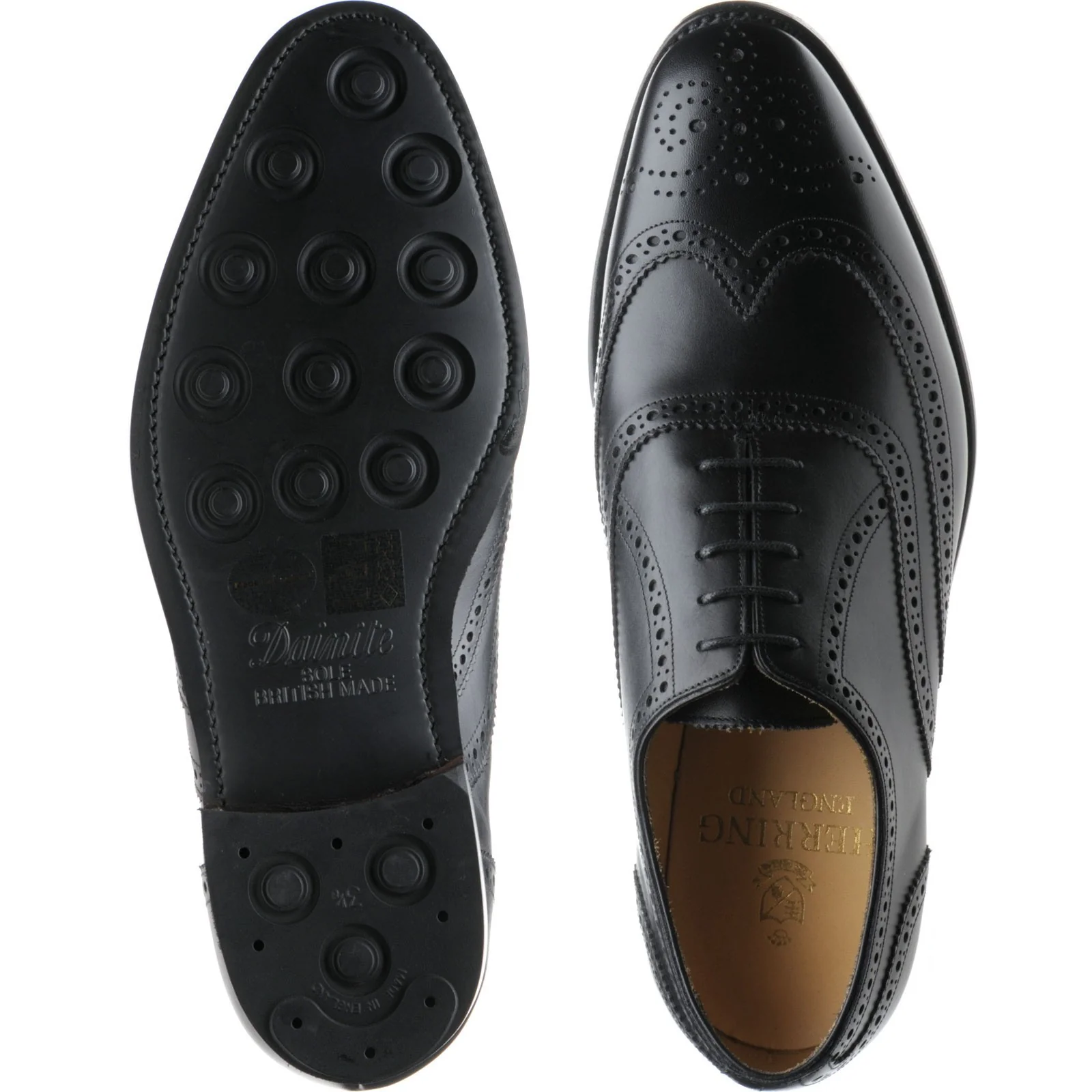 Herring Carnaby (Rubber) mens rubber-soled brogues in black calf - Image 3