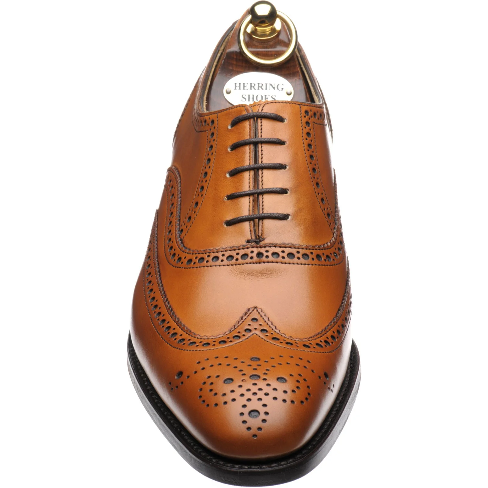 Herring Carnaby (Rubber) mens rubber-soled brogues in chestnut calf - Image 2