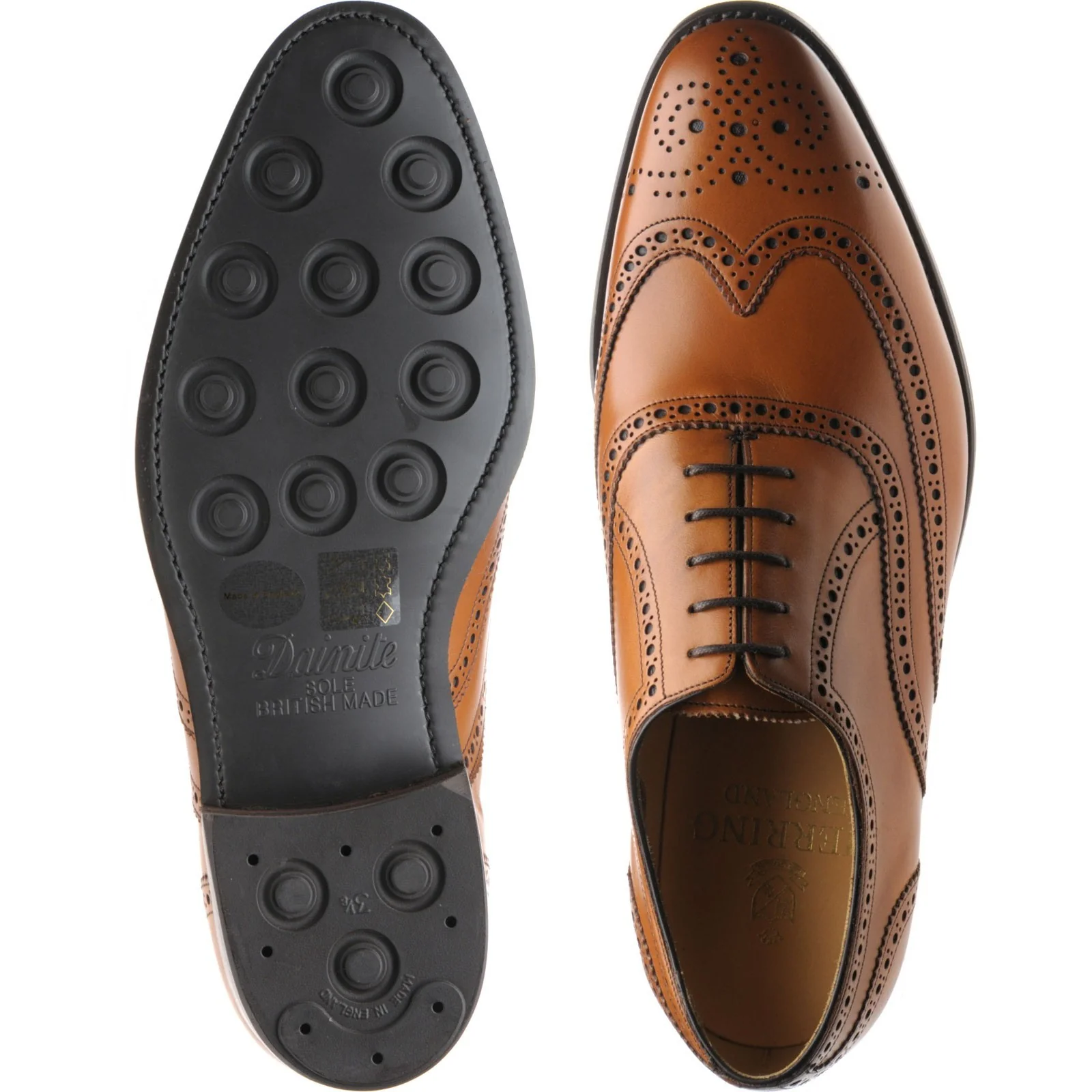 Herring Carnaby (Rubber) mens rubber-soled brogues in chestnut calf (second) - Image 3
