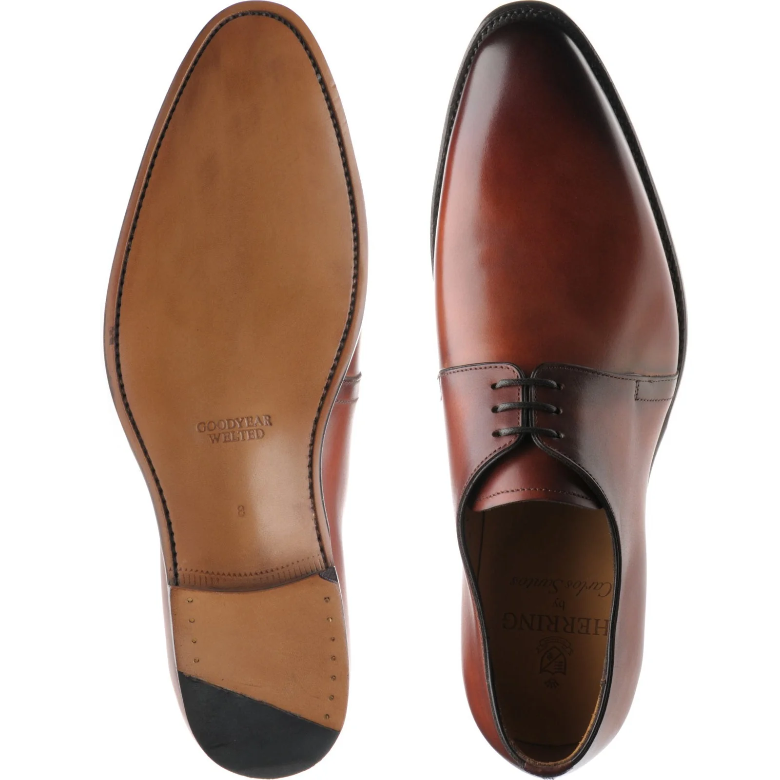 Herring Carroll mens Derby shoes in rosewood calf - Image 3