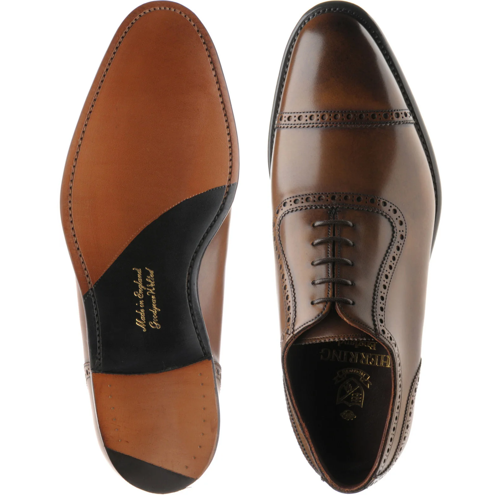 Herring Chamberlain mens semi-brogues in mahogany calf - Image 3