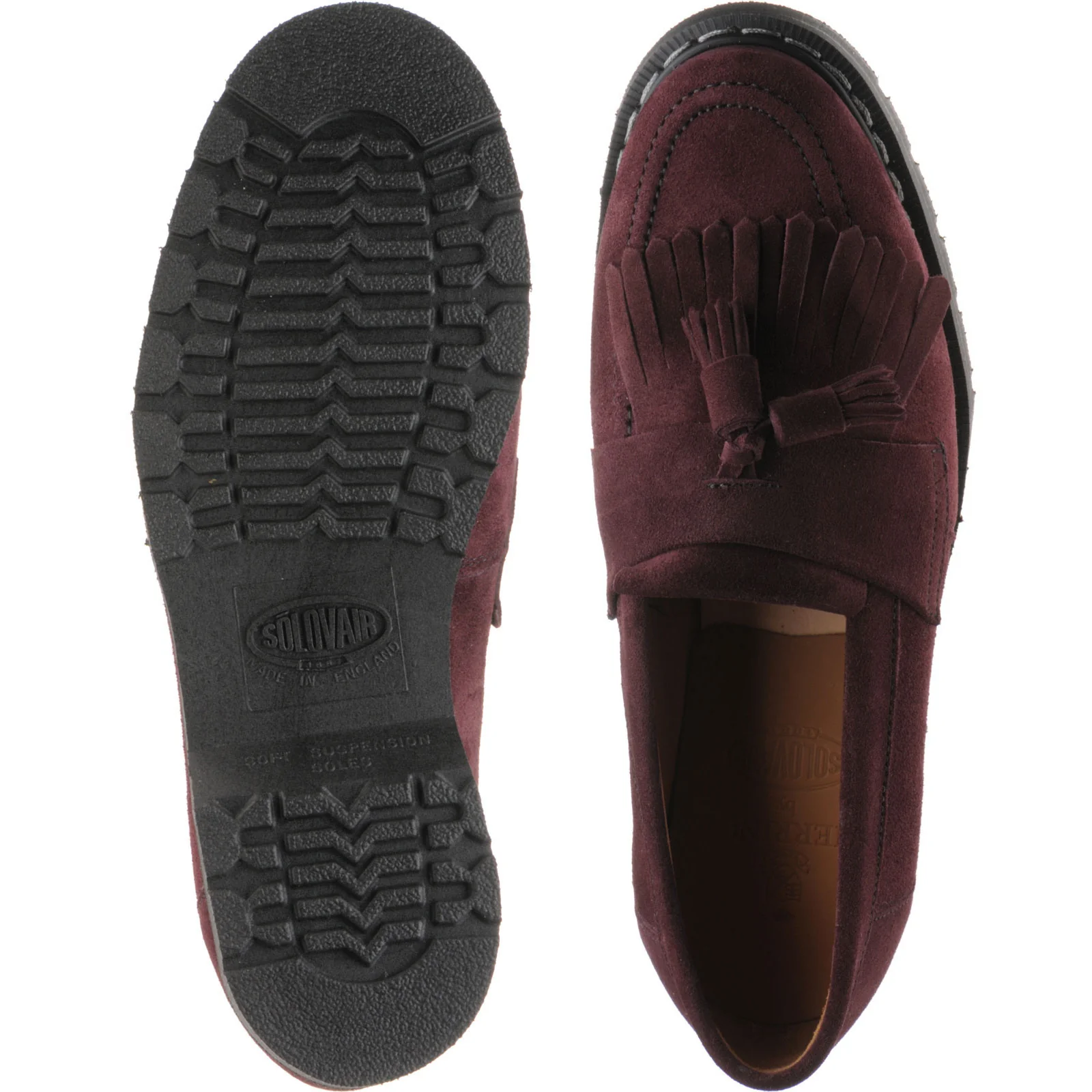 Herring Charlie ladies rubber-soled tasselled loafers in aubergine suede - Image 3