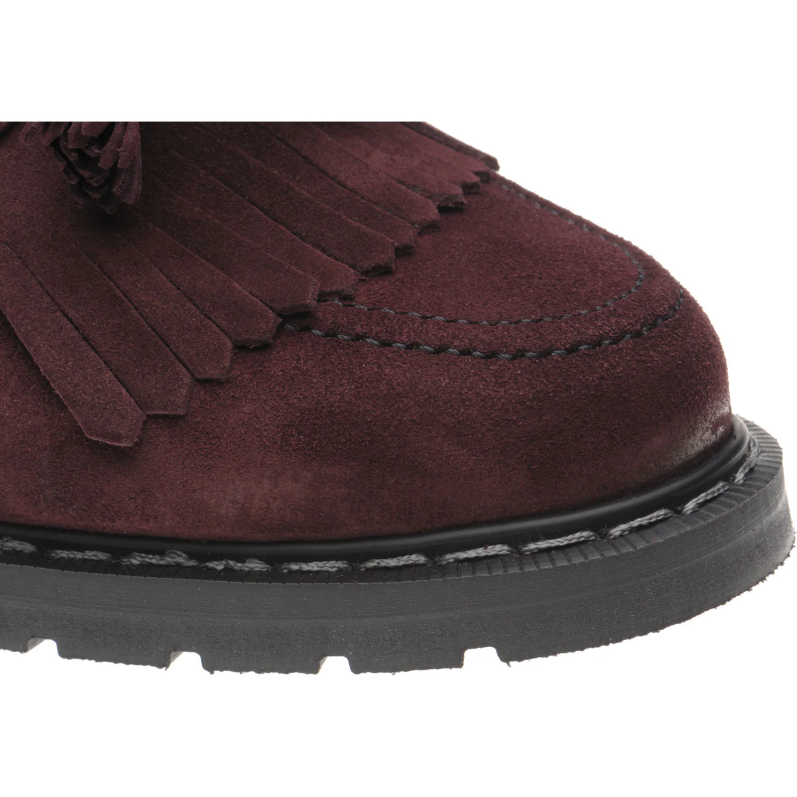 Herring Charlie ladies rubber-soled tasselled loafers in aubergine suede - Image 5