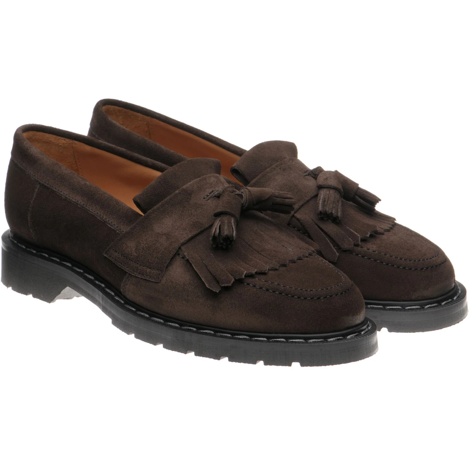 Herring Charlie ladies rubber-soled tasselled loafers in polo brown suede