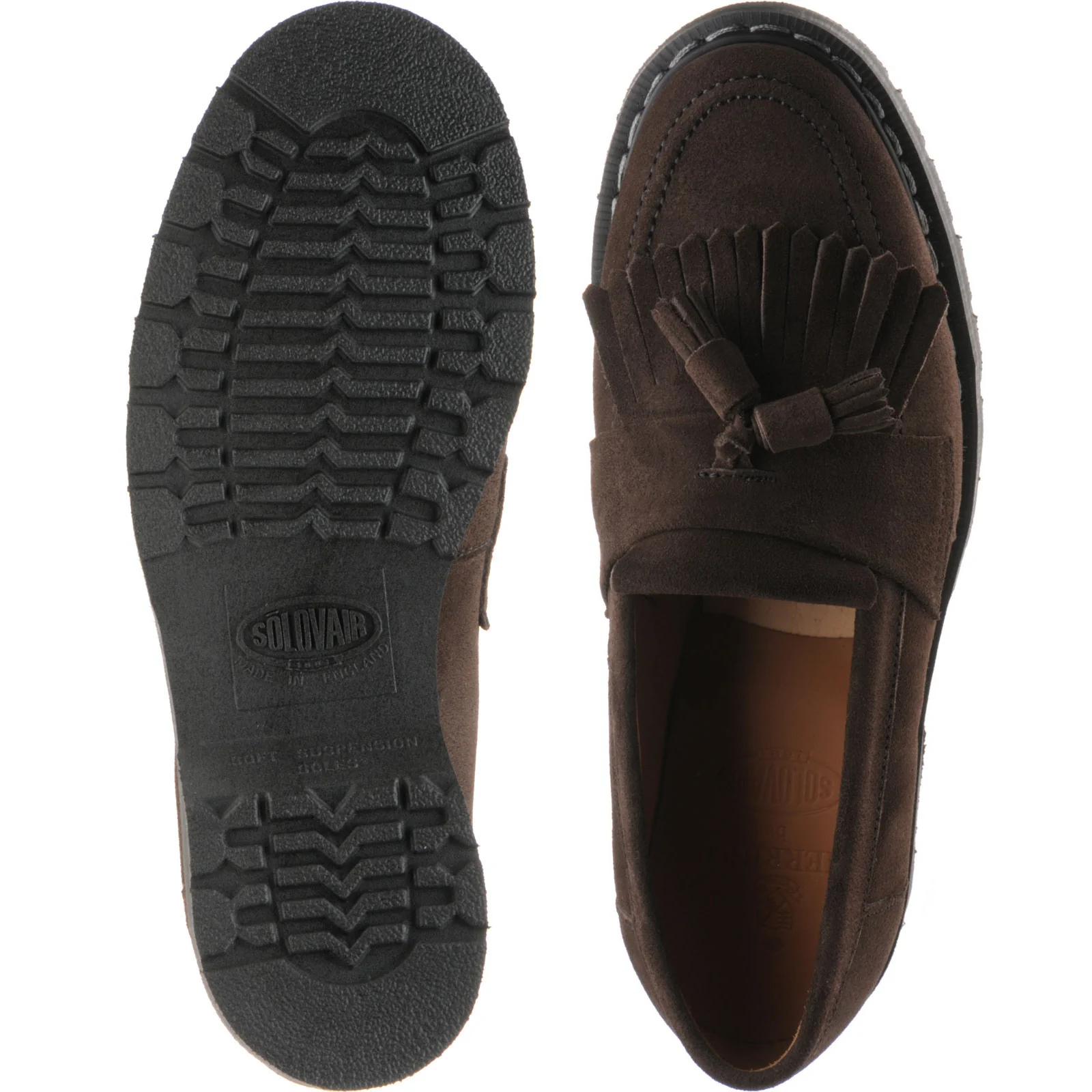 Herring Charlie ladies rubber-soled tasselled loafers in polo brown suede - Image 3