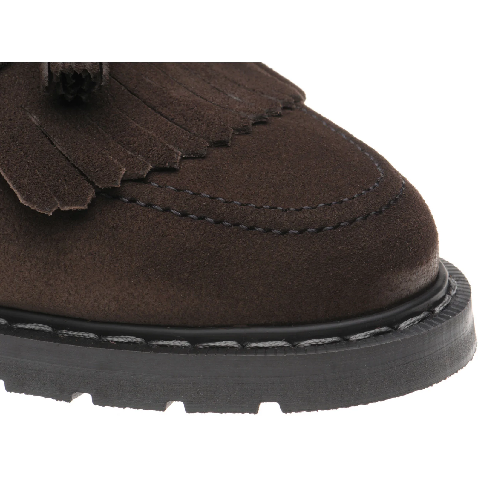 Herring Charlie ladies rubber-soled tasselled loafers in polo brown suede - Image 5