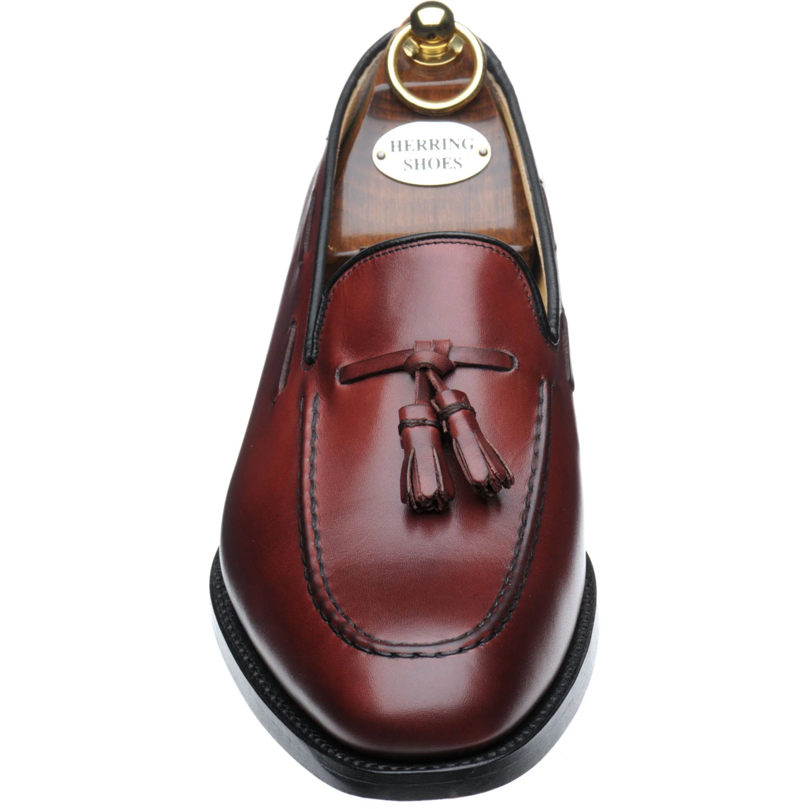 Herring Charlton II mens tasselled loafers in cherry calf (second) - Image 2
