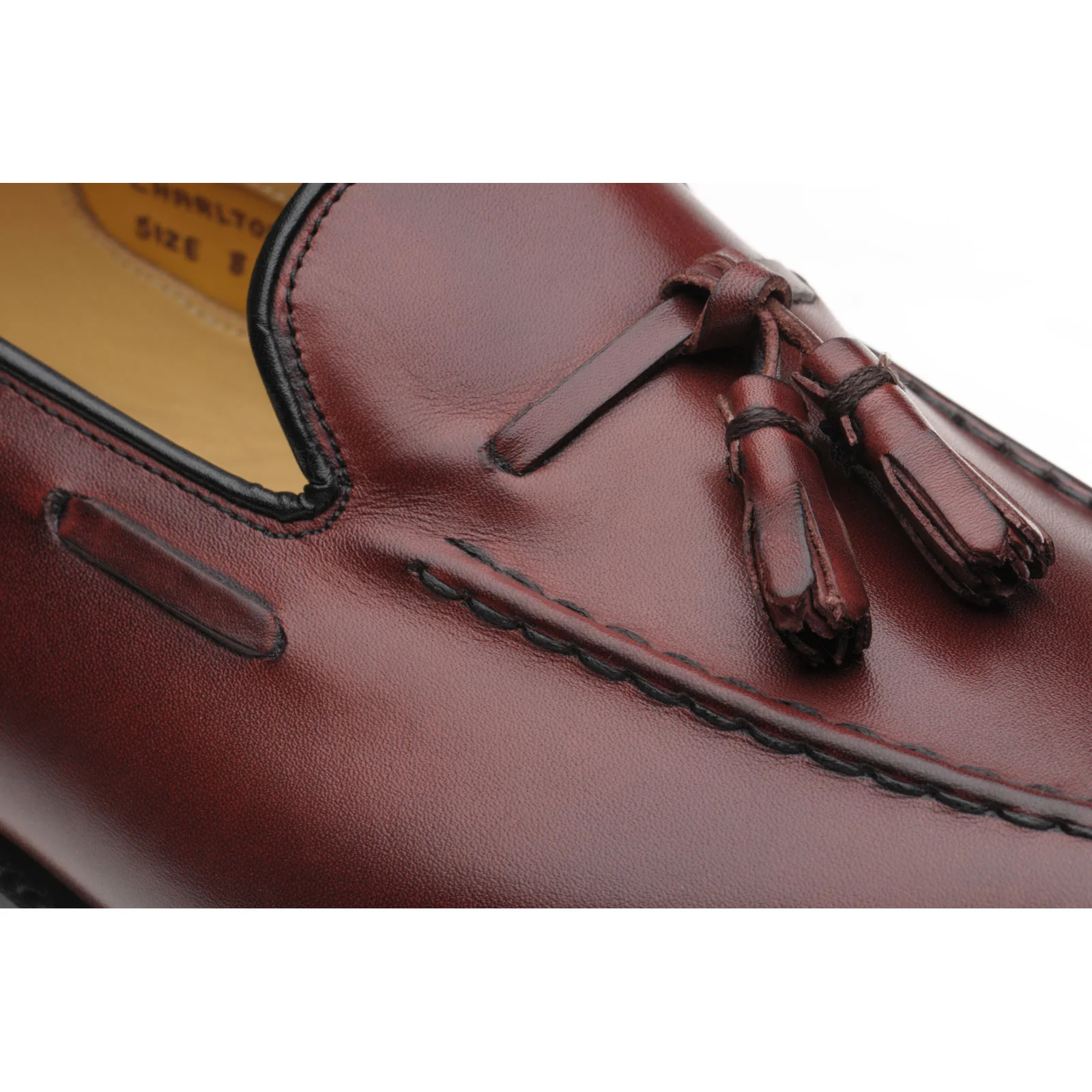 Herring Charlton II mens tasselled loafers in cherry calf (second) - Image 4