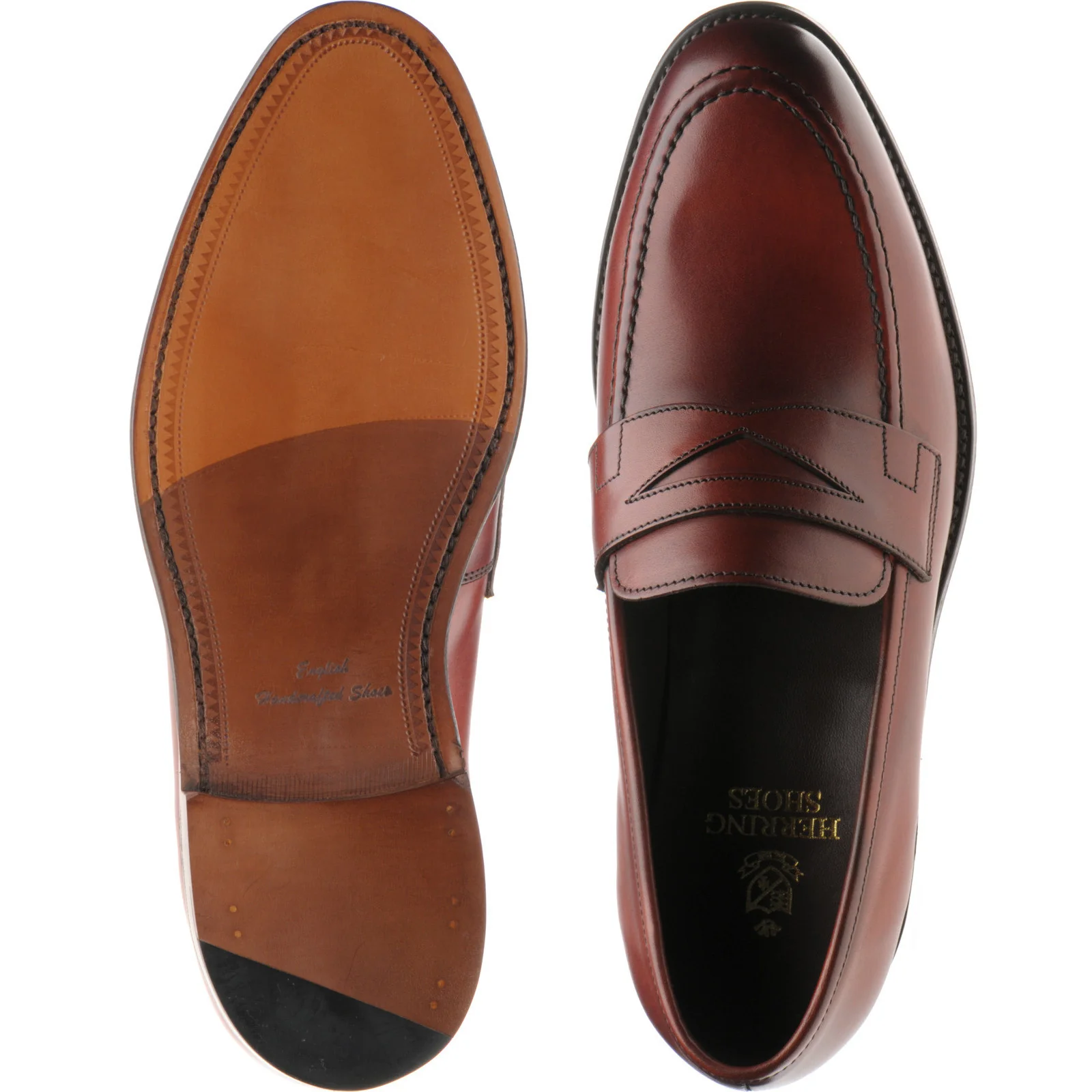 Herring Charlton mens loafers in hazelnut calf - Image 3