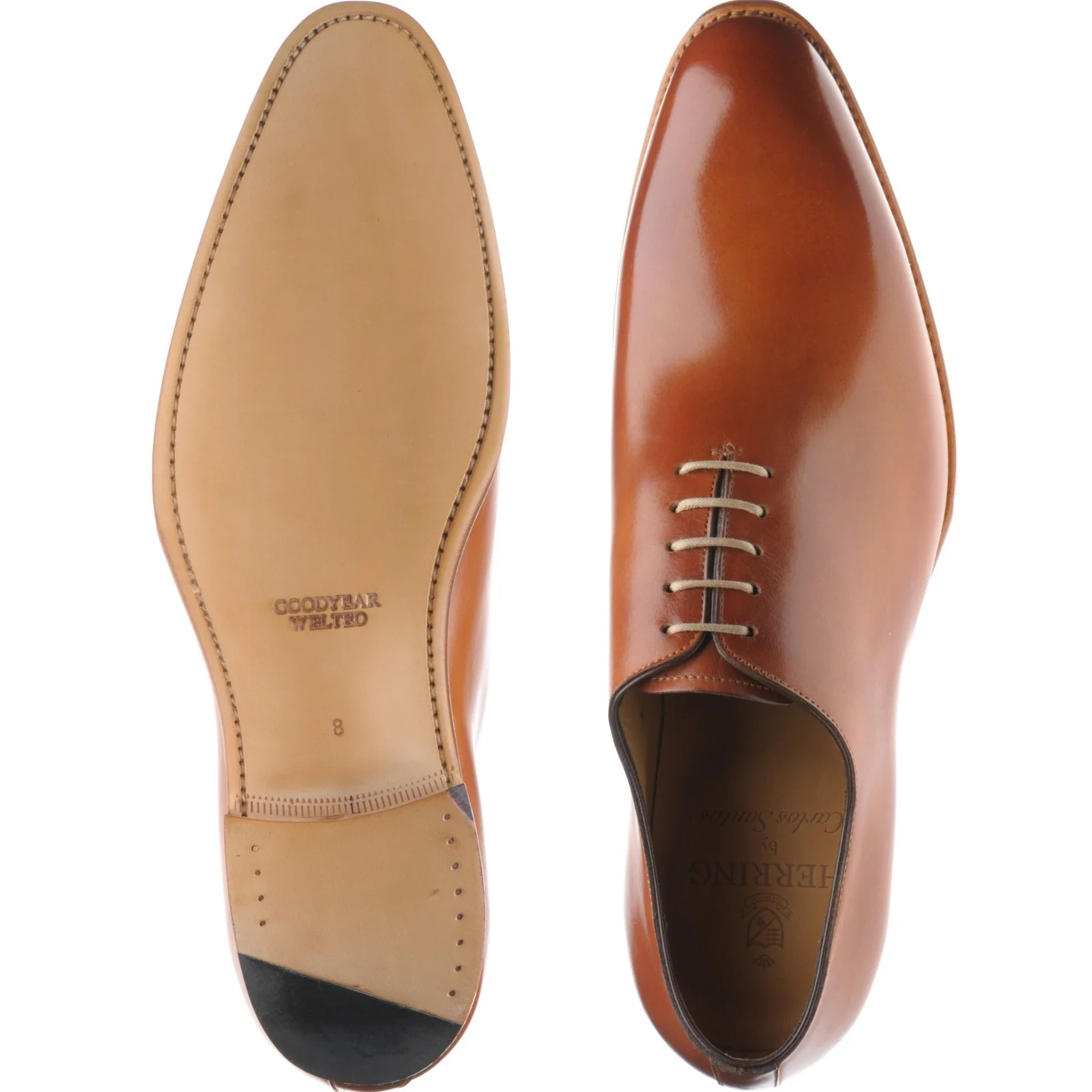 Herring Chaucer mens wholecuts in tan calf - Image 3