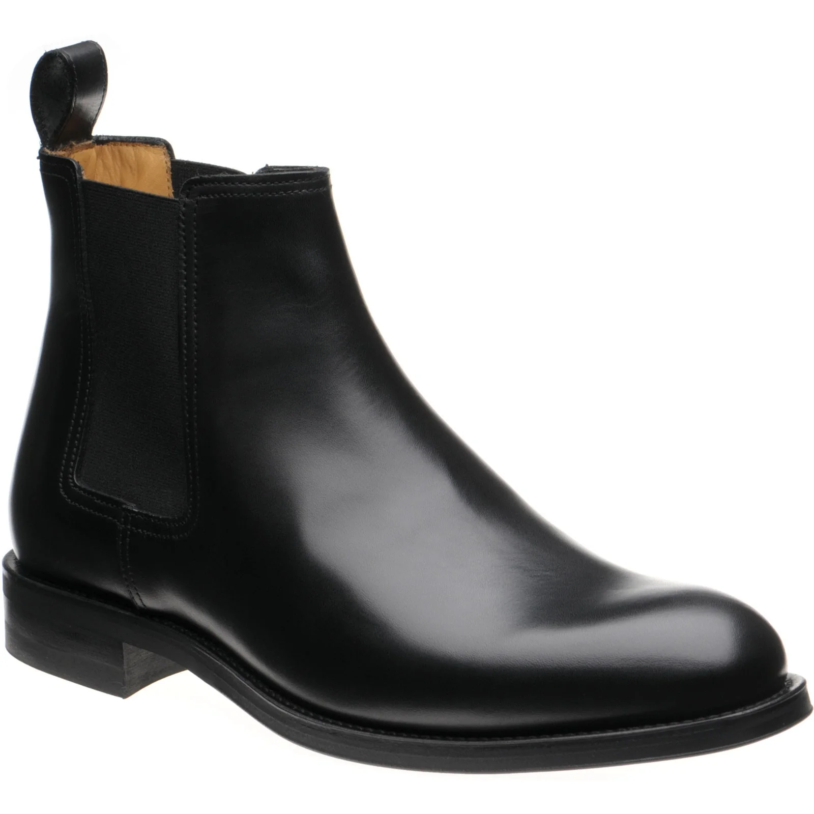 Herring Chichester mens rubber-soled Chelsea boots in black calf