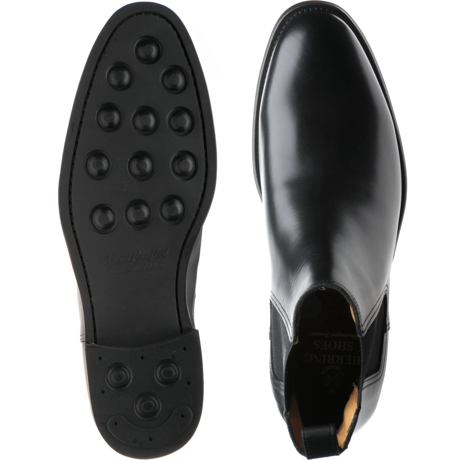 Herring Chichester mens rubber-soled Chelsea boots in black calf - Image 3
