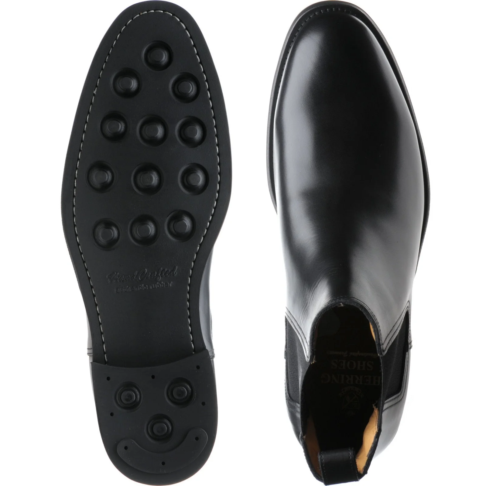 Herring Chichester mens rubber-soled Chelsea boots in black calf (second) - Image 3
