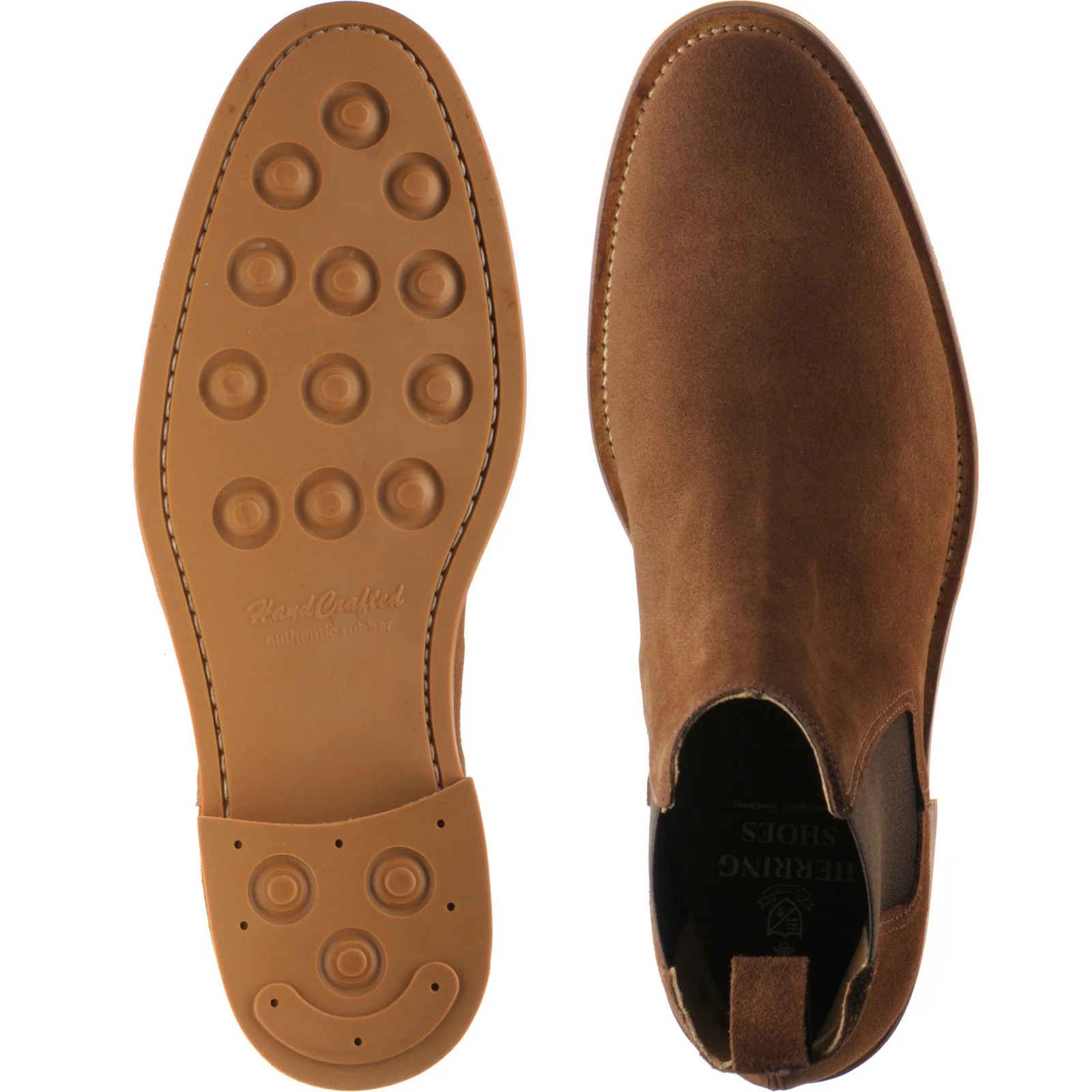 Herring Chichester mens rubber-soled Chelsea boots in brown suede - Image 3
