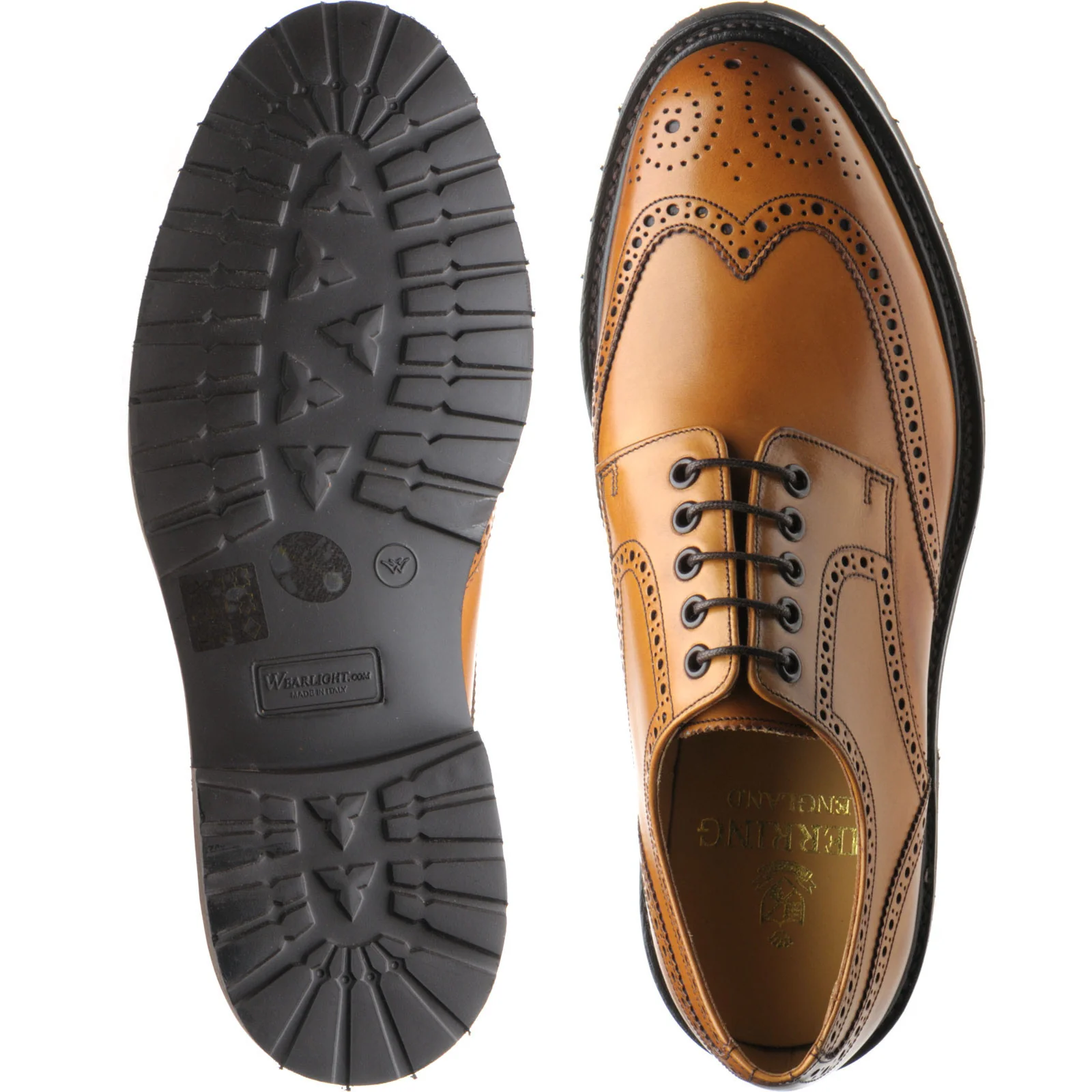 Herring Chippenham mens rubber-soled brogues in cedar calf - Image 3