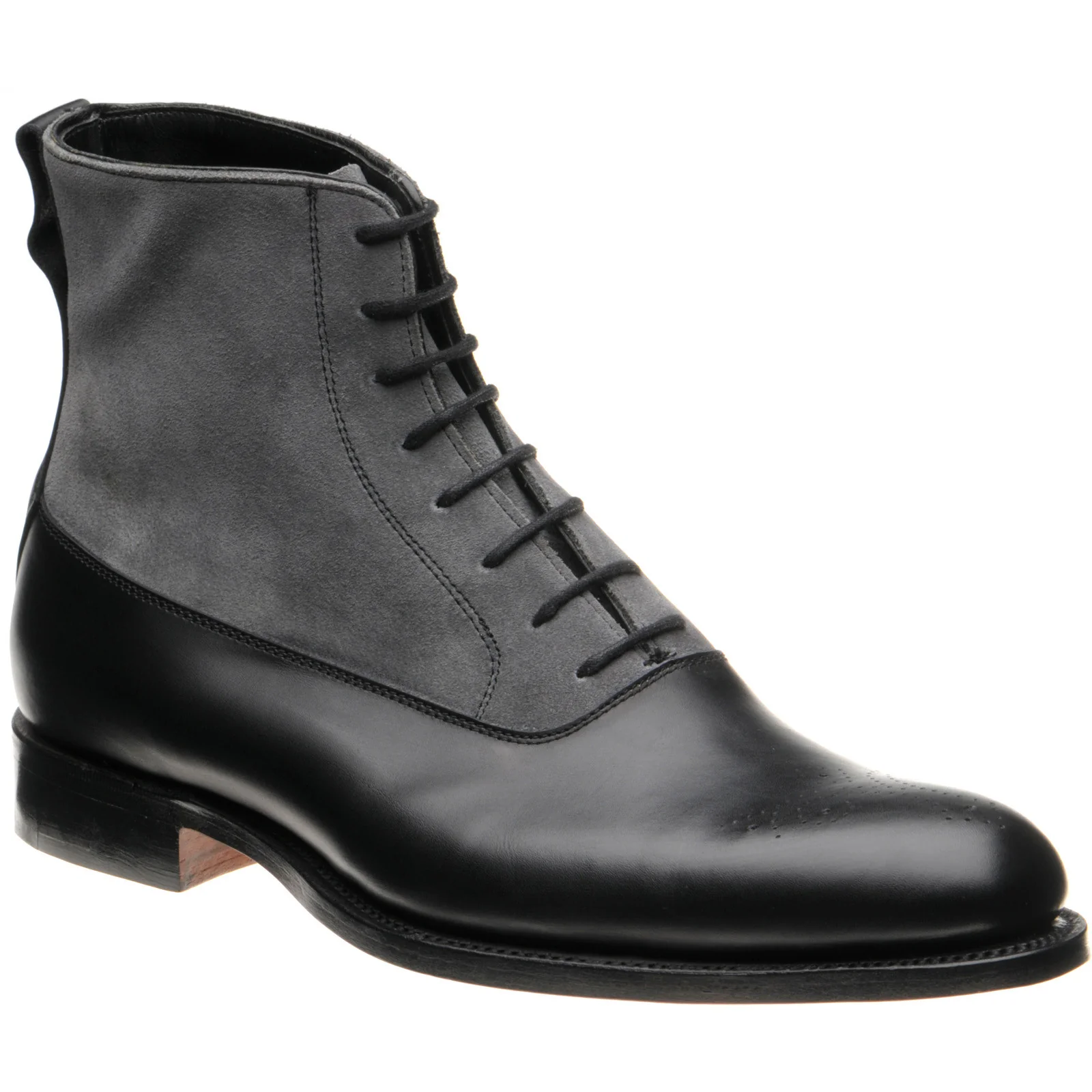 Herring Clarence mens two-tone boots in black calf and grey suede